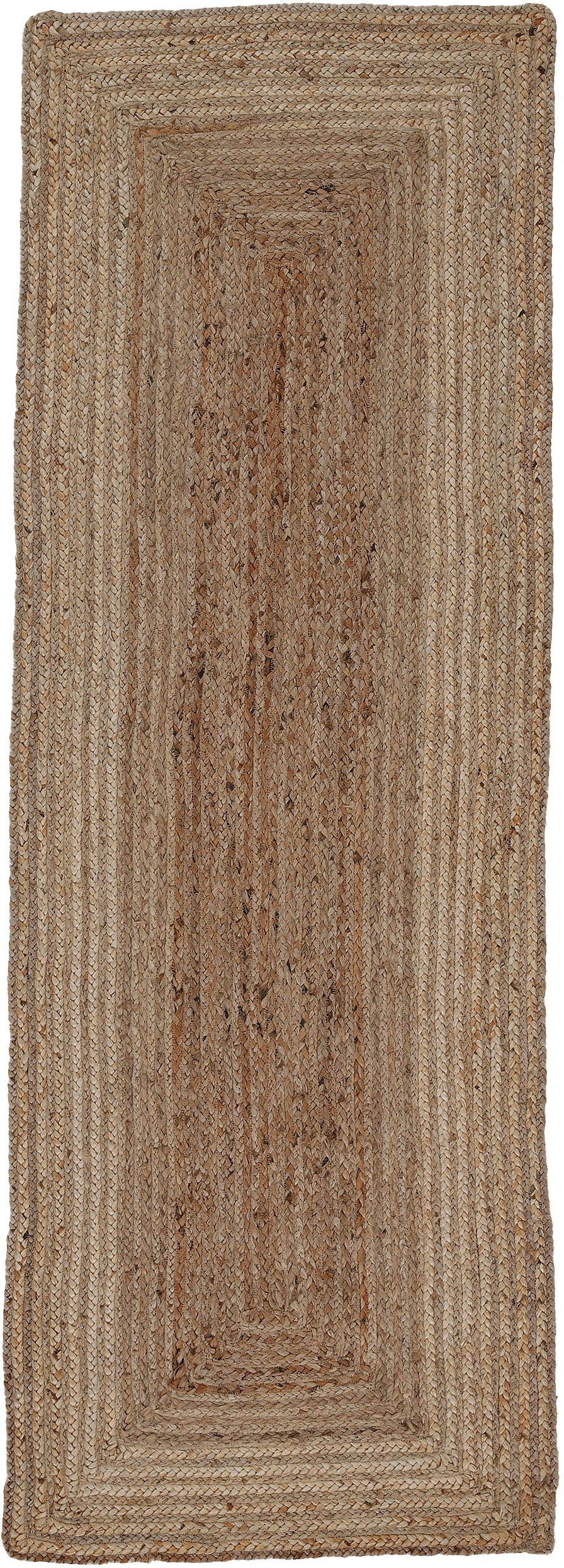 Teppich Nele Juteteppich Naturfaser, carpetfine, rechteckig, Höhe: 6 mm, geflochtener Wendeteppich aus 100% Jute, quadratisch und als Läufer