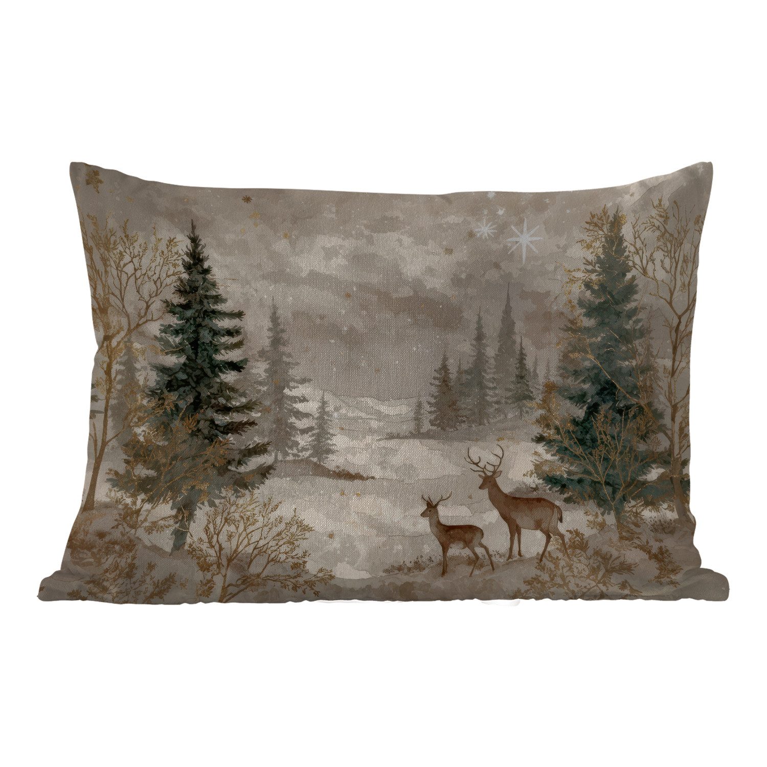 MuchoWow Dekokissen Wald - Hirsche - Winter - Schnee, Outdoor-Dekorationski günstig online kaufen