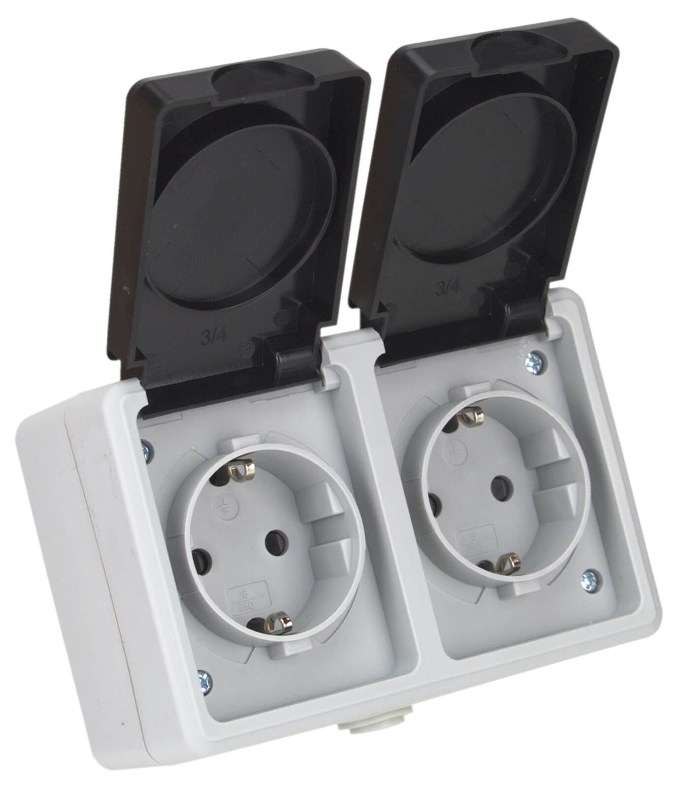 ETT Marketing GmbH Aufputz-Steckdose TAFF Feuchtraum Doppelsteckdose IP44 Steckdose 2-fach horizontal