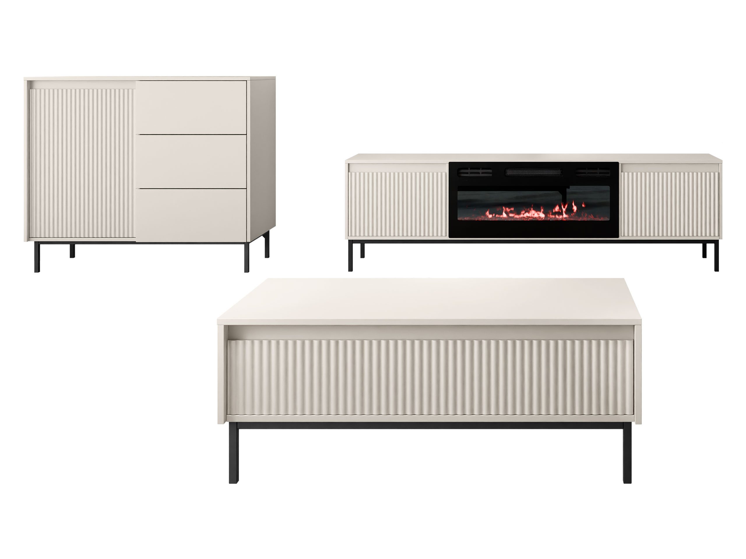 MIRJAN24 Wohnzimmer-Set Ozmi IV, (Kommode, TV-Lowboard mit Kamin, Couchtisc günstig online kaufen