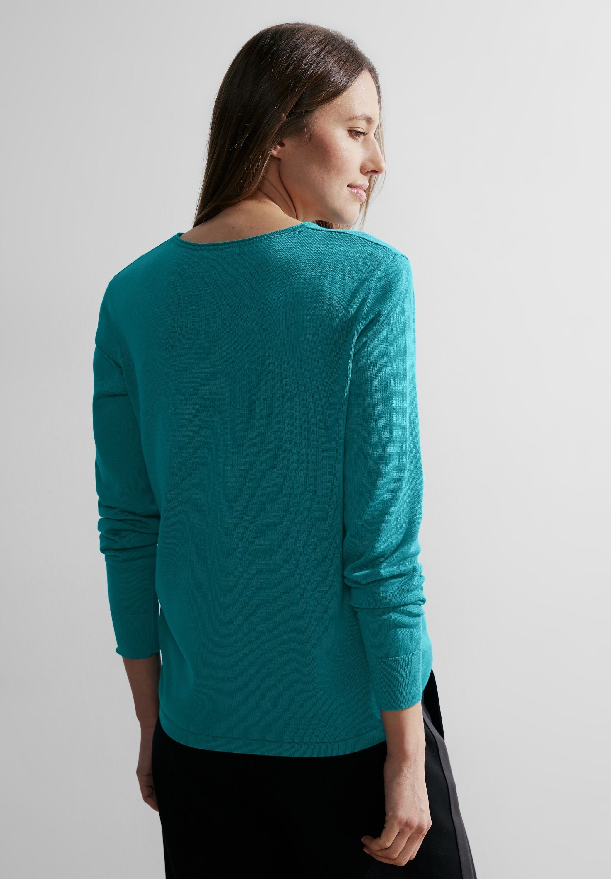 Cecil V-Ausschnitt-Pullover mit aqua V-Ausschnitt frosted blue