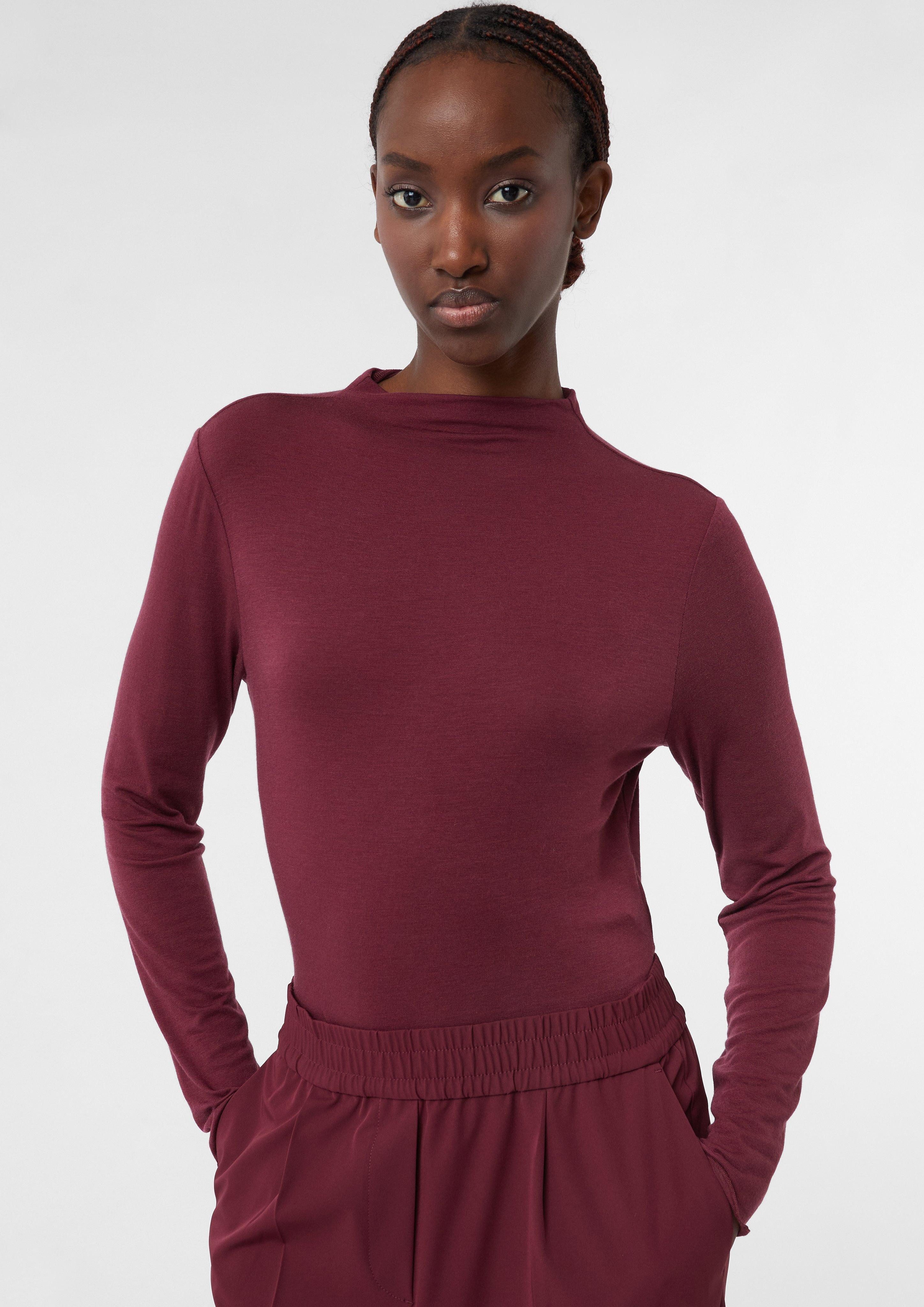 Langarmshirt Feines Langarmshirt aus Lyocellmix mit Stehkragen