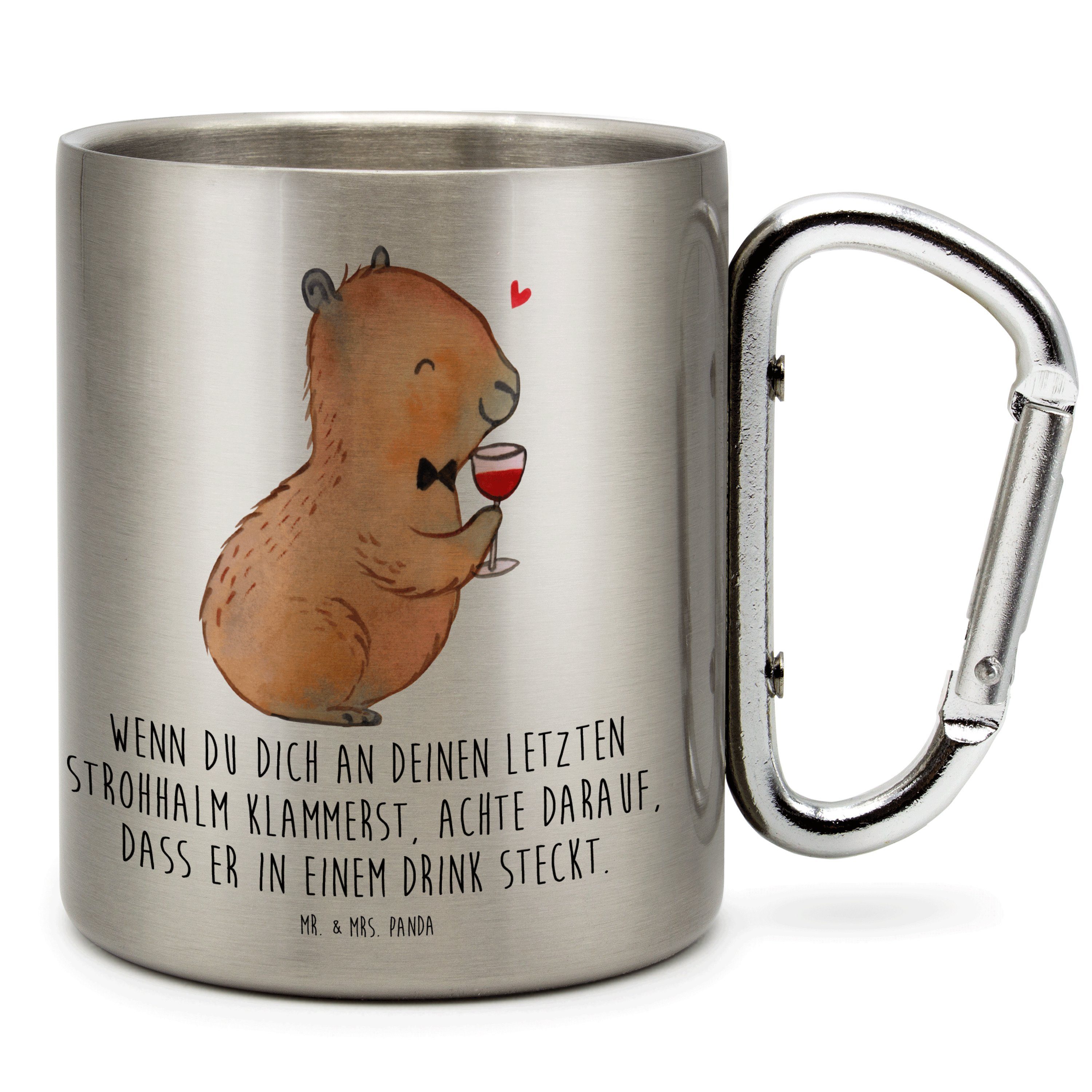 Mr. & Mrs. Panda Tasse Capybara Wein - Transparent - Geschenk, Tiermotive, Gute Laune, Campi, Edelstahl
