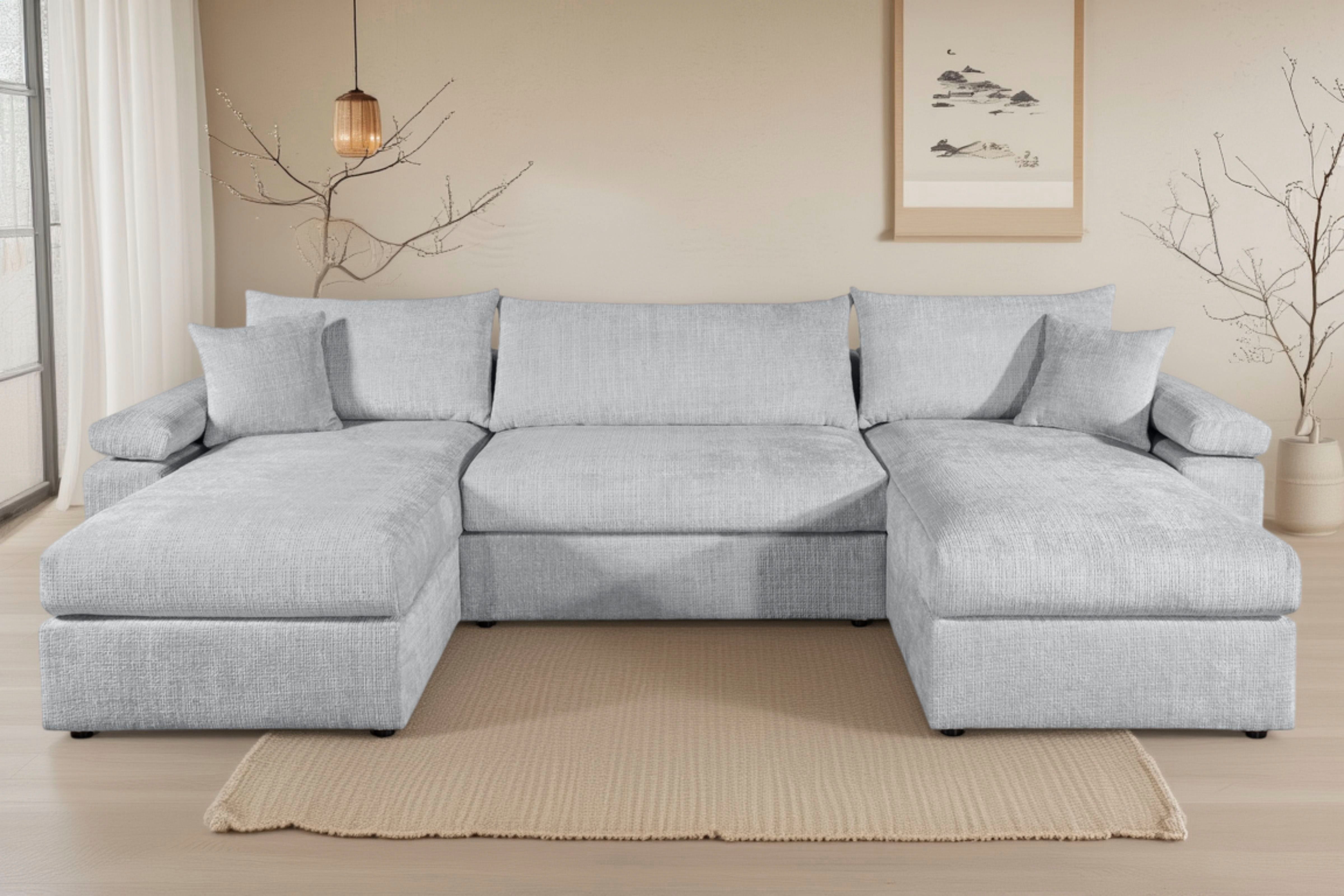 OTTO home Wohnlandschaft Cosy U-Form, B: 309 cm, Sitzaufbau im Sandwich-Federkern, 2 Zierkissen, Mega-Sofa, Cord oder Struktur weich, Kaltschaumauflage