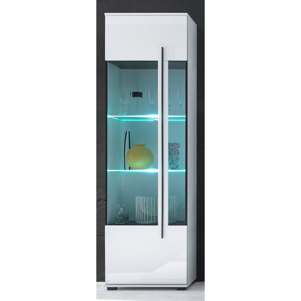 Lomadox Vitrine COLORADO-61 weiß Hochglanz inkl. günstig online kaufen