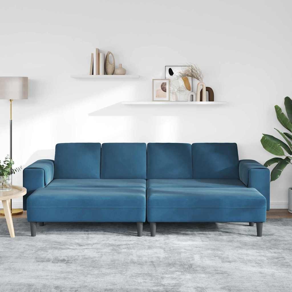 vidaXL Sofa Sofa Set Blau Samt, günstig online kaufen