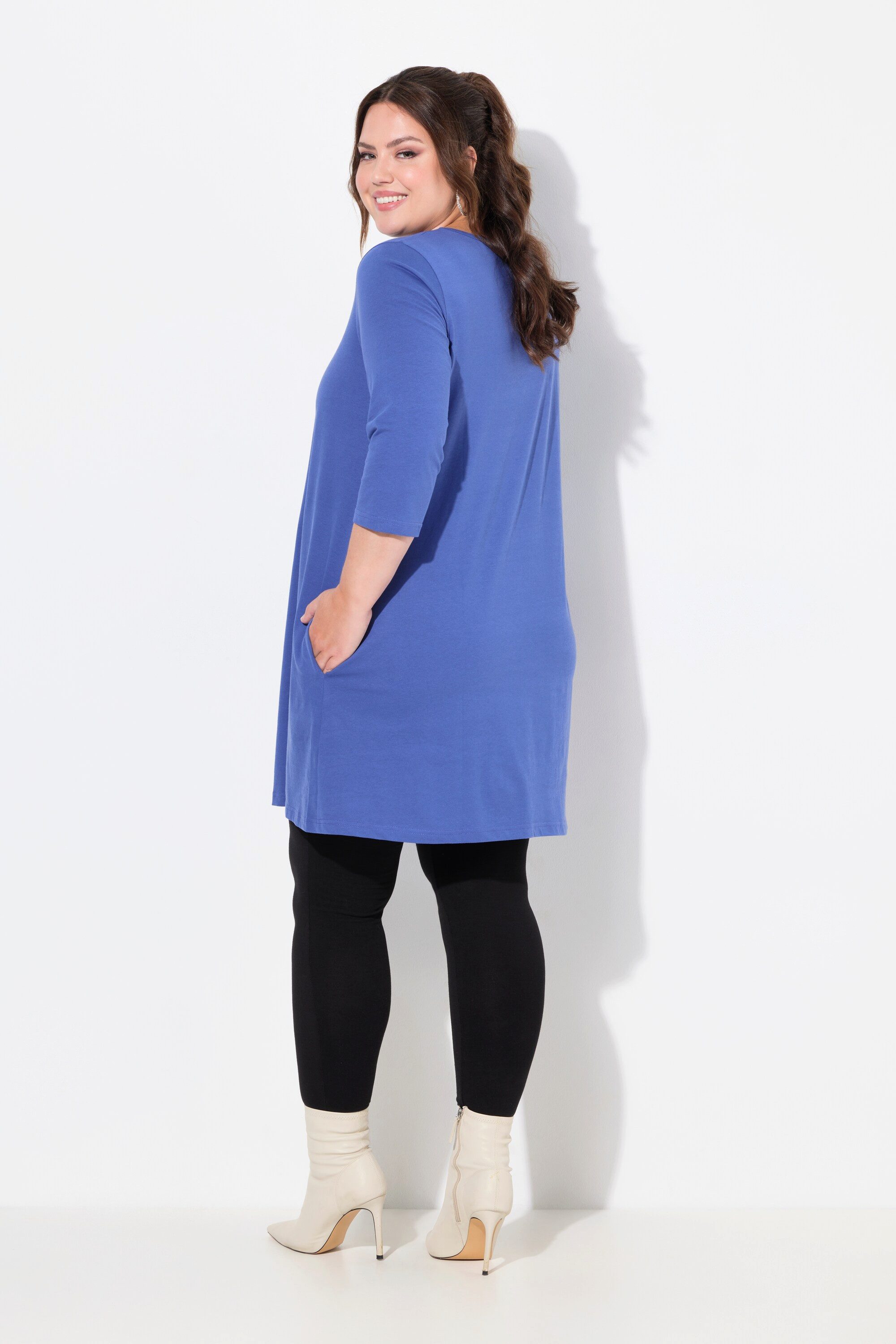 Ulla Popken Longshirt Longshirt A-Linie Carré-Ausschnitt 3/4-Arm