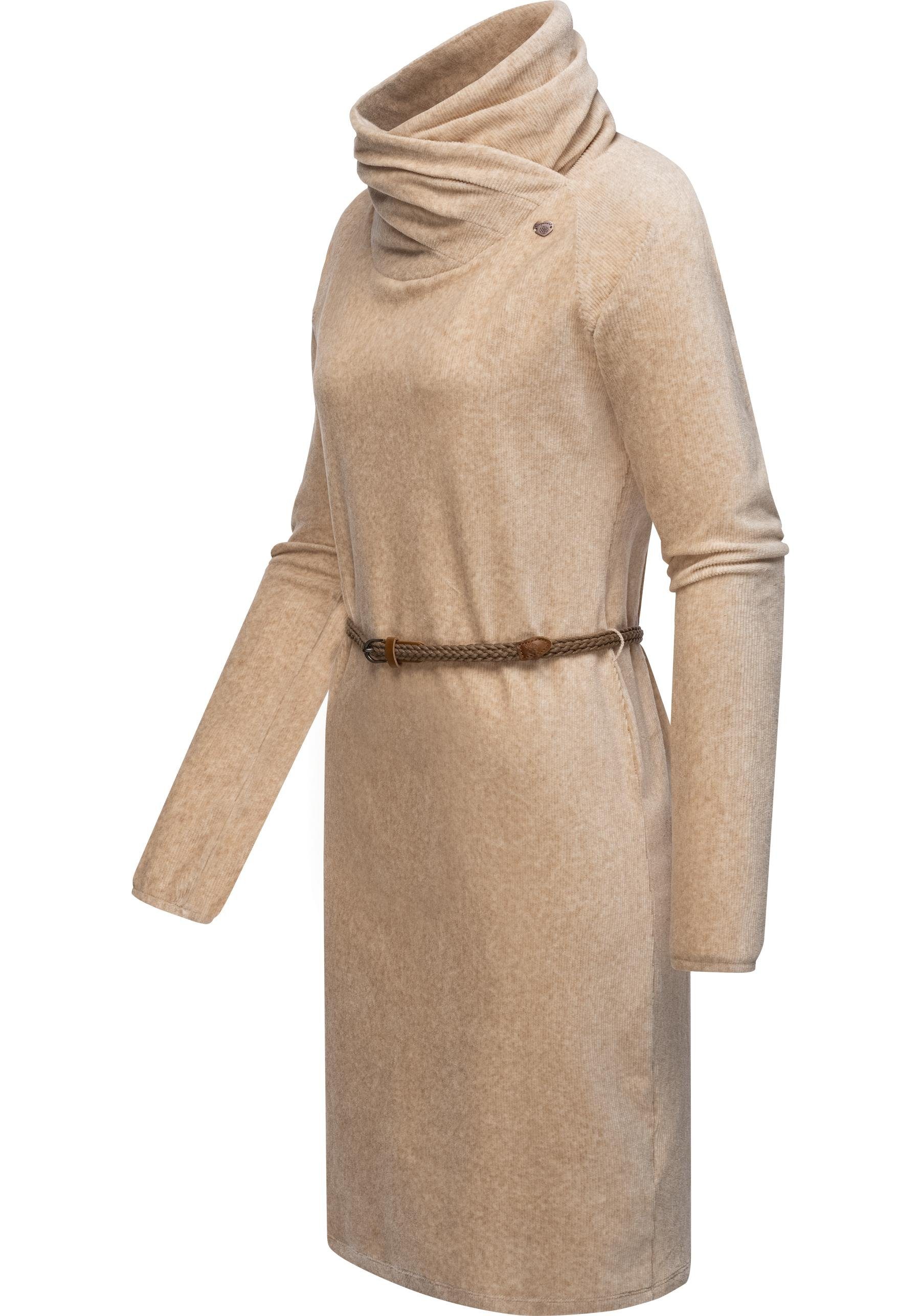 Ragwear Sweatkleid Belita warmes Cord-Kleid mit breitem Schlauchkragen