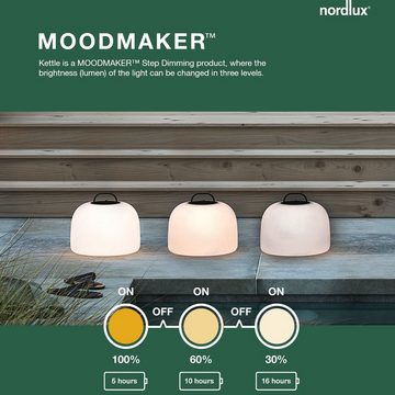 Nordlux LED Stehlampe Kettle, Dimmer, Dimmfunktion, USB-Anschluss mit Ladefunktion, LED fest integriert, Warmweiß, inkl. LED, Batterie, integrierter Dimmer, Außen und Innen, Eichen Fuß