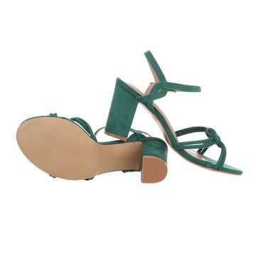 Ital-Design Damen Elegant Sandalette Blockabsatz Sandalen & Sandaletten in Grün