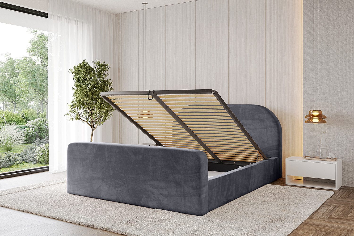ALTDECOR Polsterbett TIVON-Z (Polsterbett mit Bettkasten und Lattenrost, Boxbett mit Matratze), Doppelbett mit Stauraum, Bett mit Kopfteil