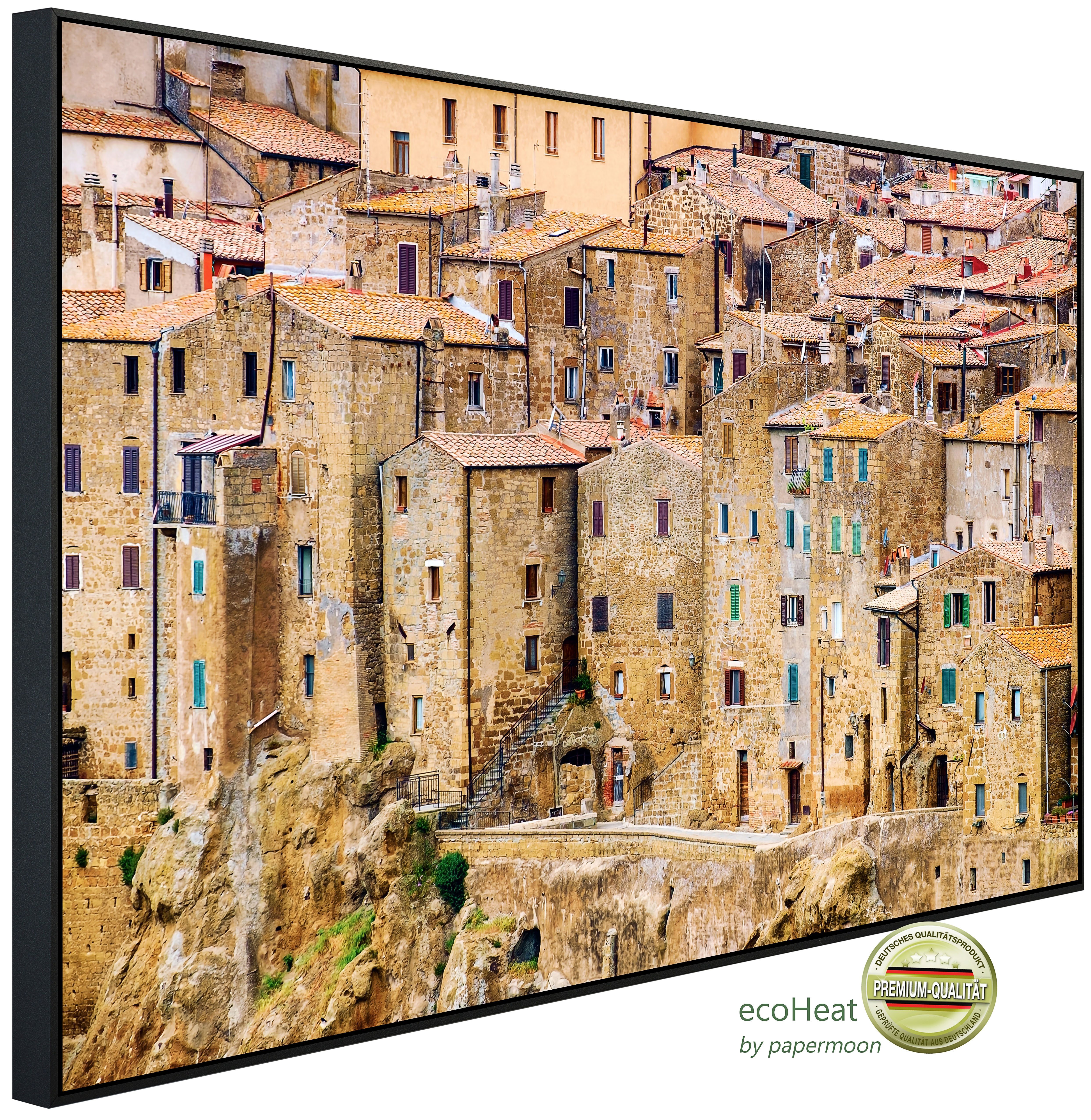 Papermoon Infrarotheizung INFRAROT-BILD-HEIZUNG, Eine Stadt auf einer Klippe, TÜV-Rheinland/GS zertifiziert, angenehme Strahlungswärme