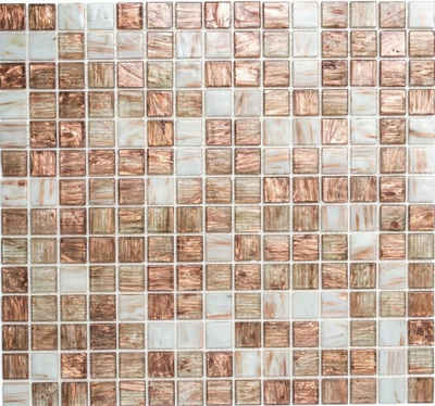 Mosani Bodenfliese Glasmosaik Mosaikfliesen weiß braun bronze Duschrückwand
