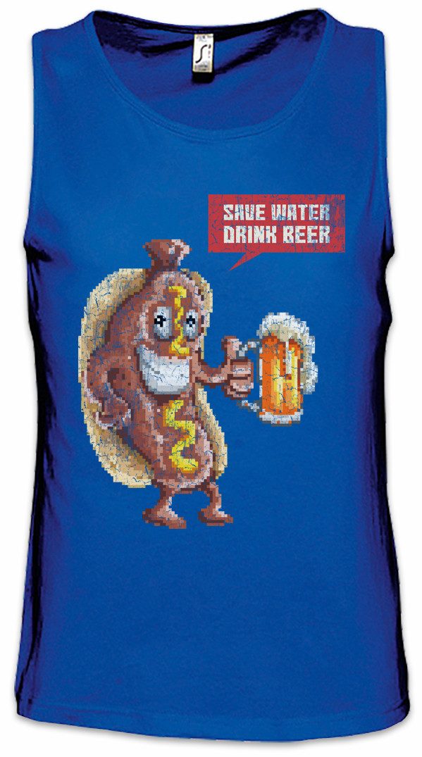 Urban Backwoods Tanktop Hotdog Save Water Drink Beer Ärmelloses T-Shirt Bie günstig online kaufen