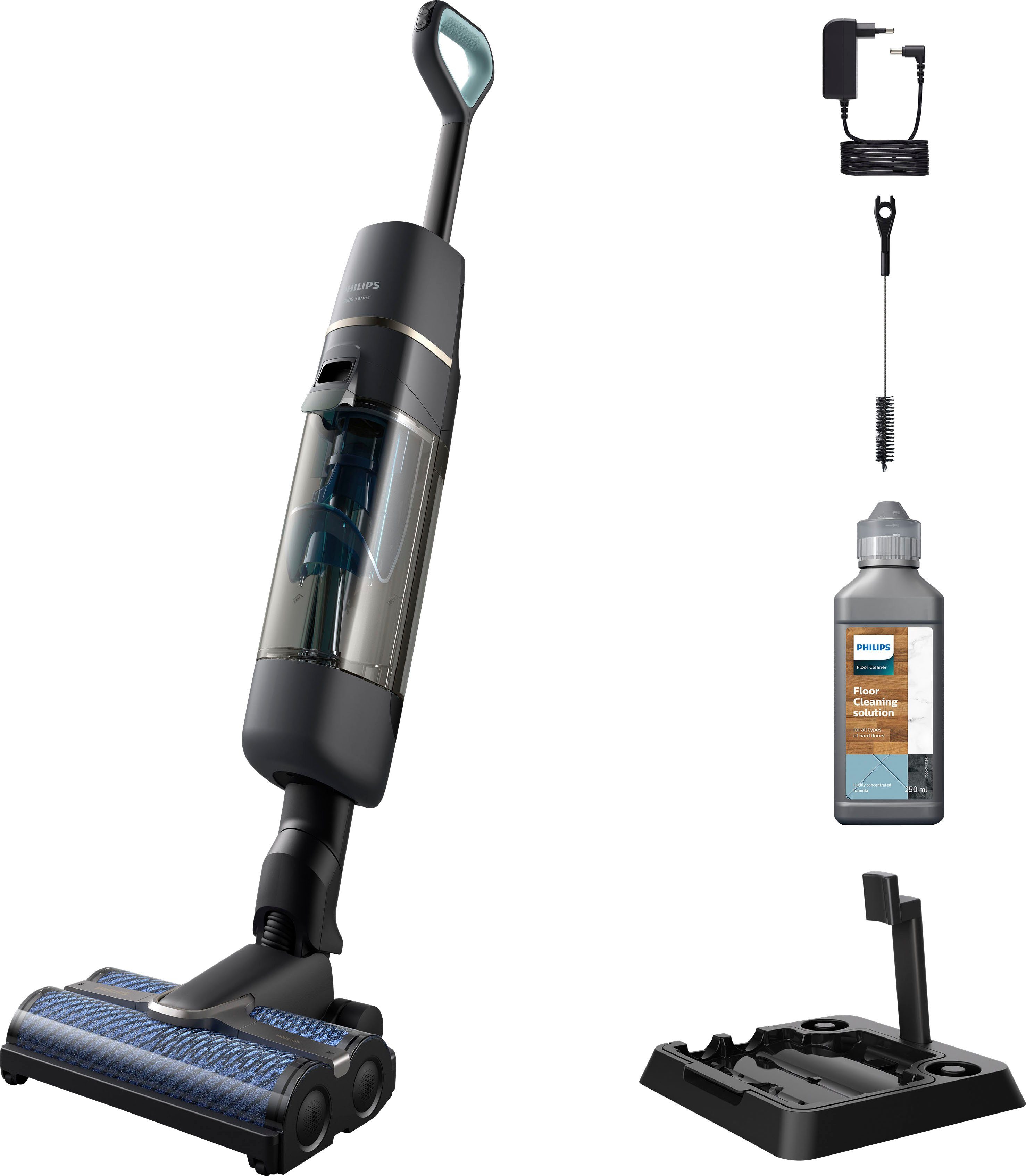 Philips Nass-Trocken-Sauger XW7110/01 AquaTrio Cordless 7000 Series, beutellos, mit 30 Minuten Laufzeit, AquaSpin-Düse