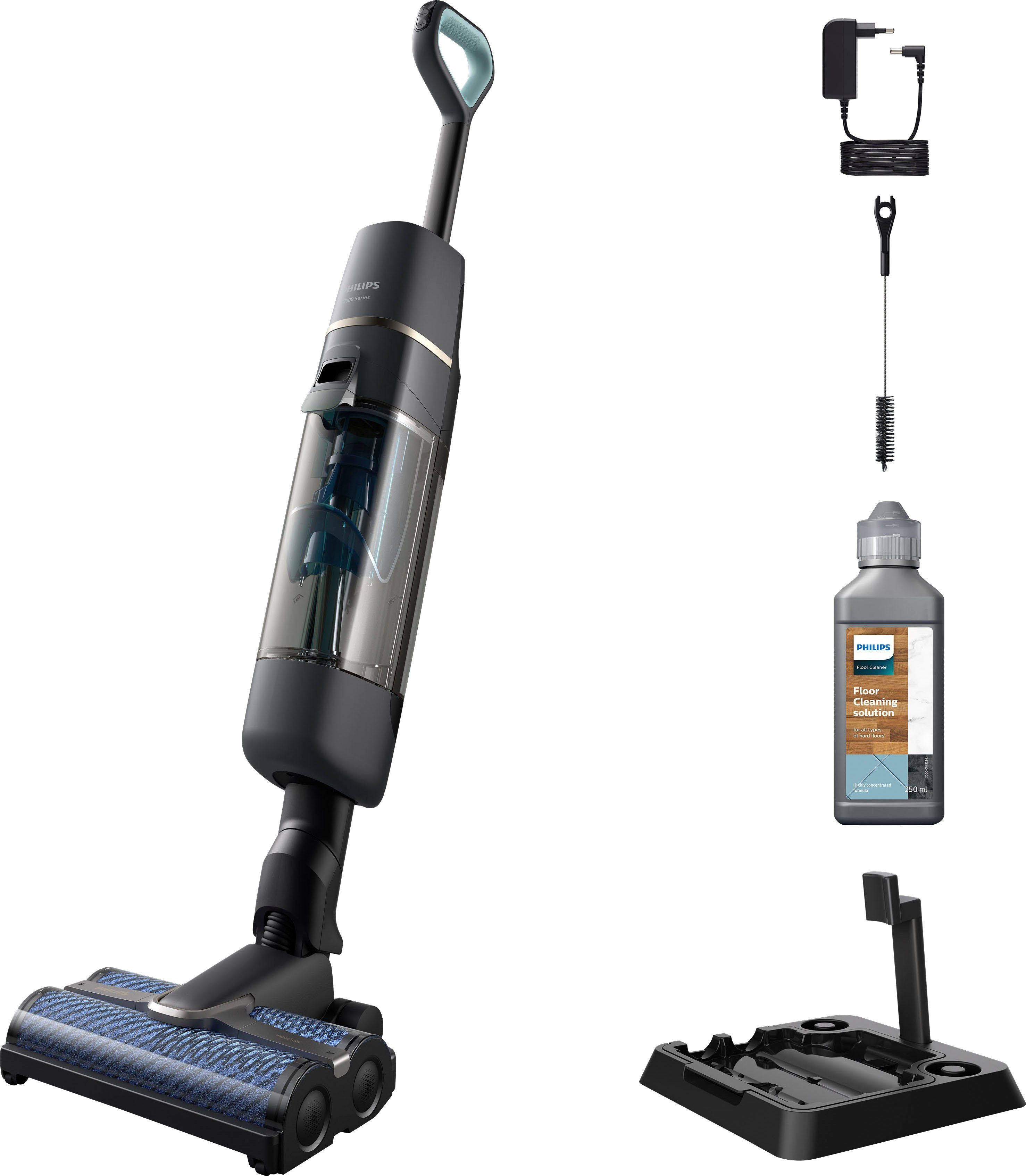 Philips Nass-Trocken-Akkusauger XW7110/01 AquaTrio Cordless 7000 Series, beutellos, mit 30 Minuten Laufzeit, AquaSpin-Düse