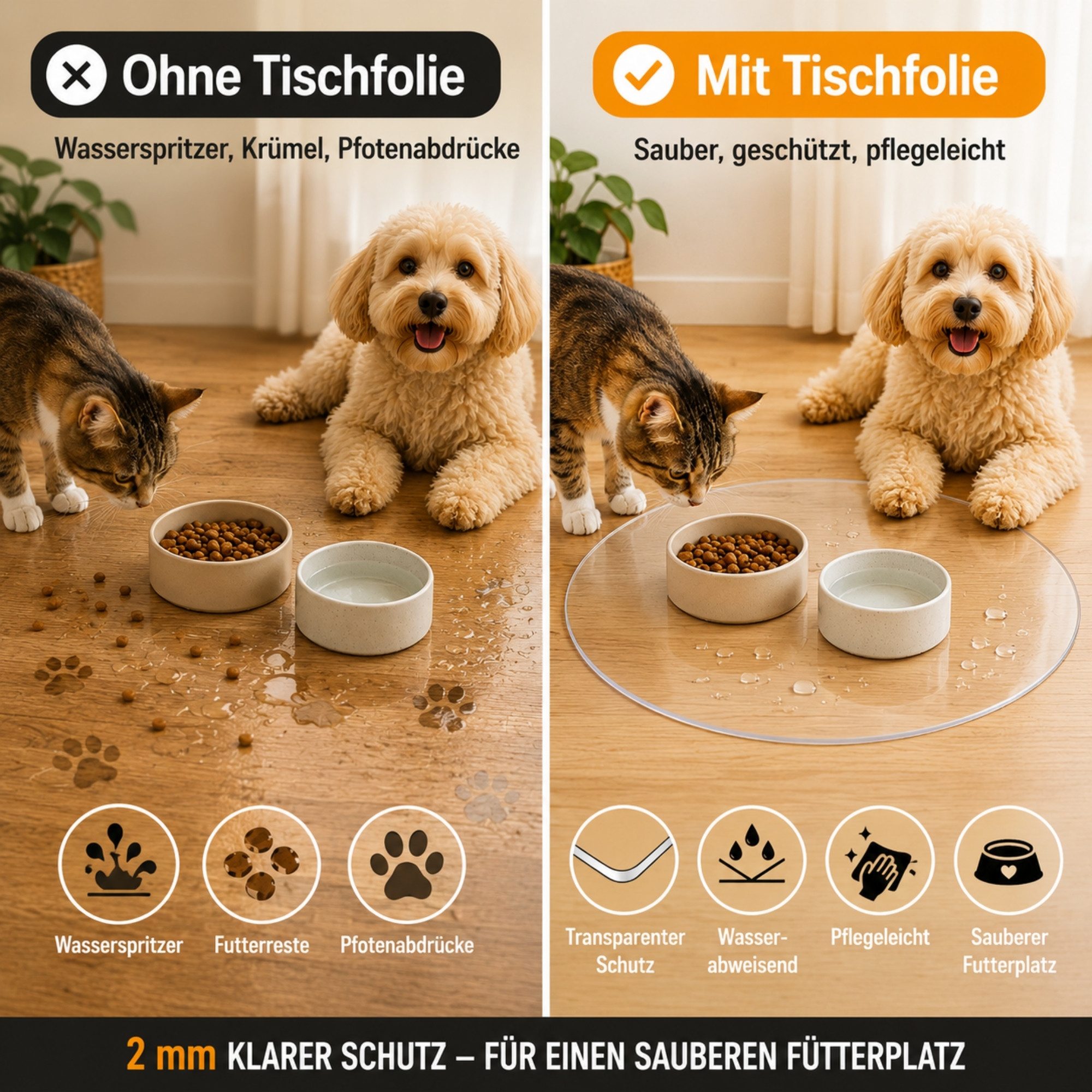 ICQN Tischdecke Runde PVC Tischschutzfolie 2 mm, transparent, kratzfest & hitzefest – Bild 5 von 5