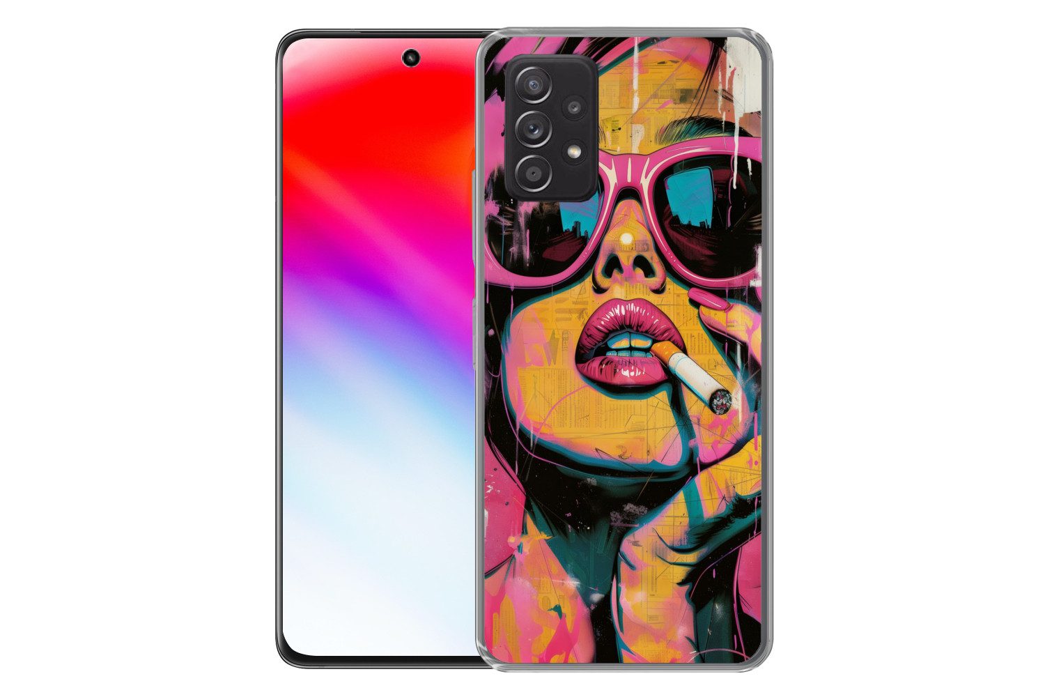 MuchoWow Handyhülle für Samsung Galaxy A53 5G Porträt - Frau - Abstrakt - Sonnenbrille, Phone Case, Silikon, Schutzhülle Dünn