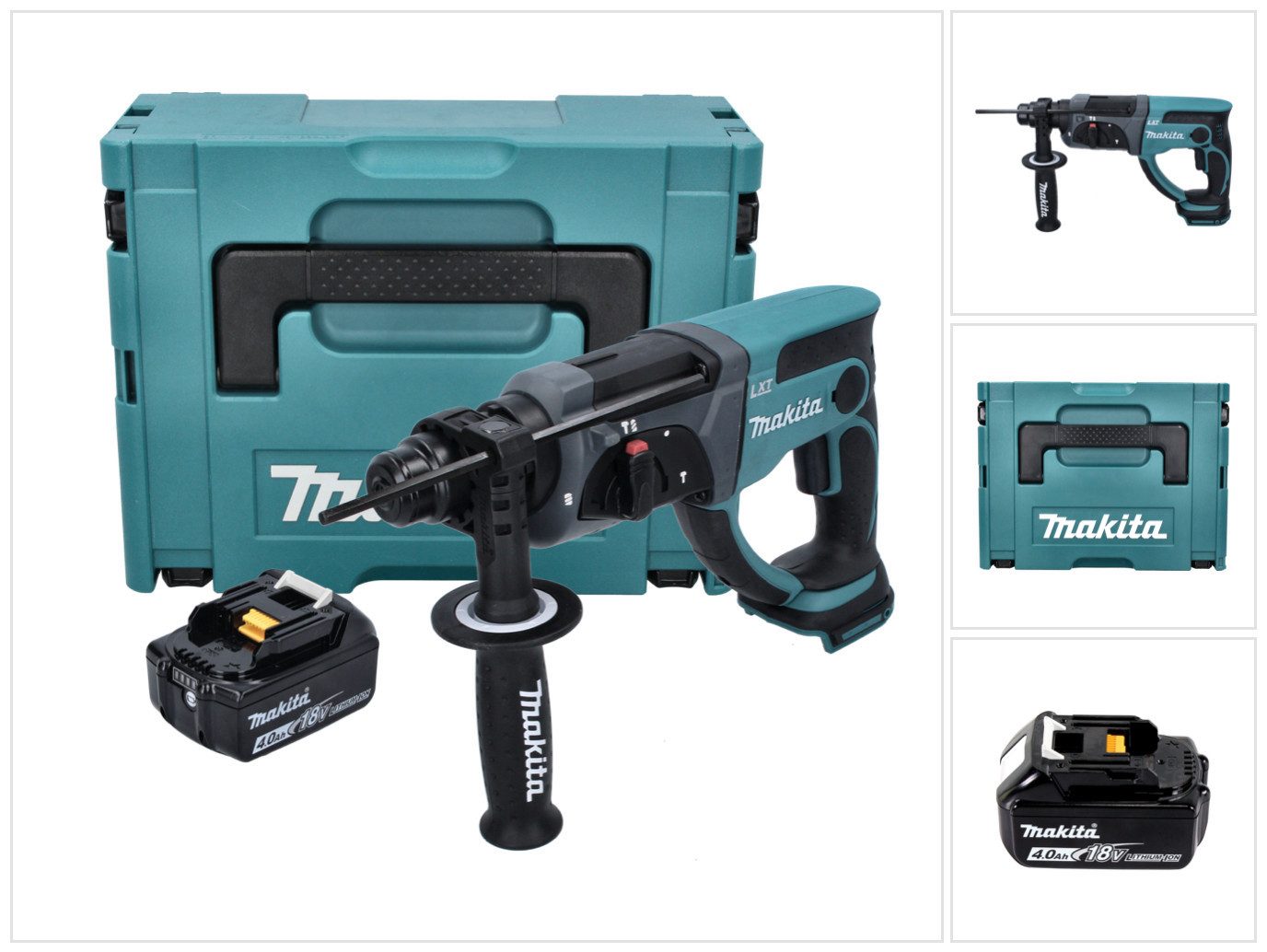 Makita Akku-Kombibohrhammer DHR 202 M1J Akku Kombihammer 18 V 2,0 J SDS Plus + 1x Akku 4,0 Ah