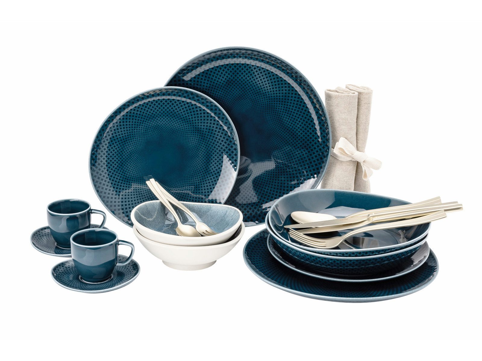 Rosenthal Комбинированное обслуживание Junto Ocean Blue/Aquamarine Kombiset Espresso 24tlg, Porzellan, Sets