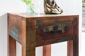 KADIMA DESIGN Beistelltisch Nachttisch Diana: shabby chic Mango-Holz Sofatisch, recycelt
