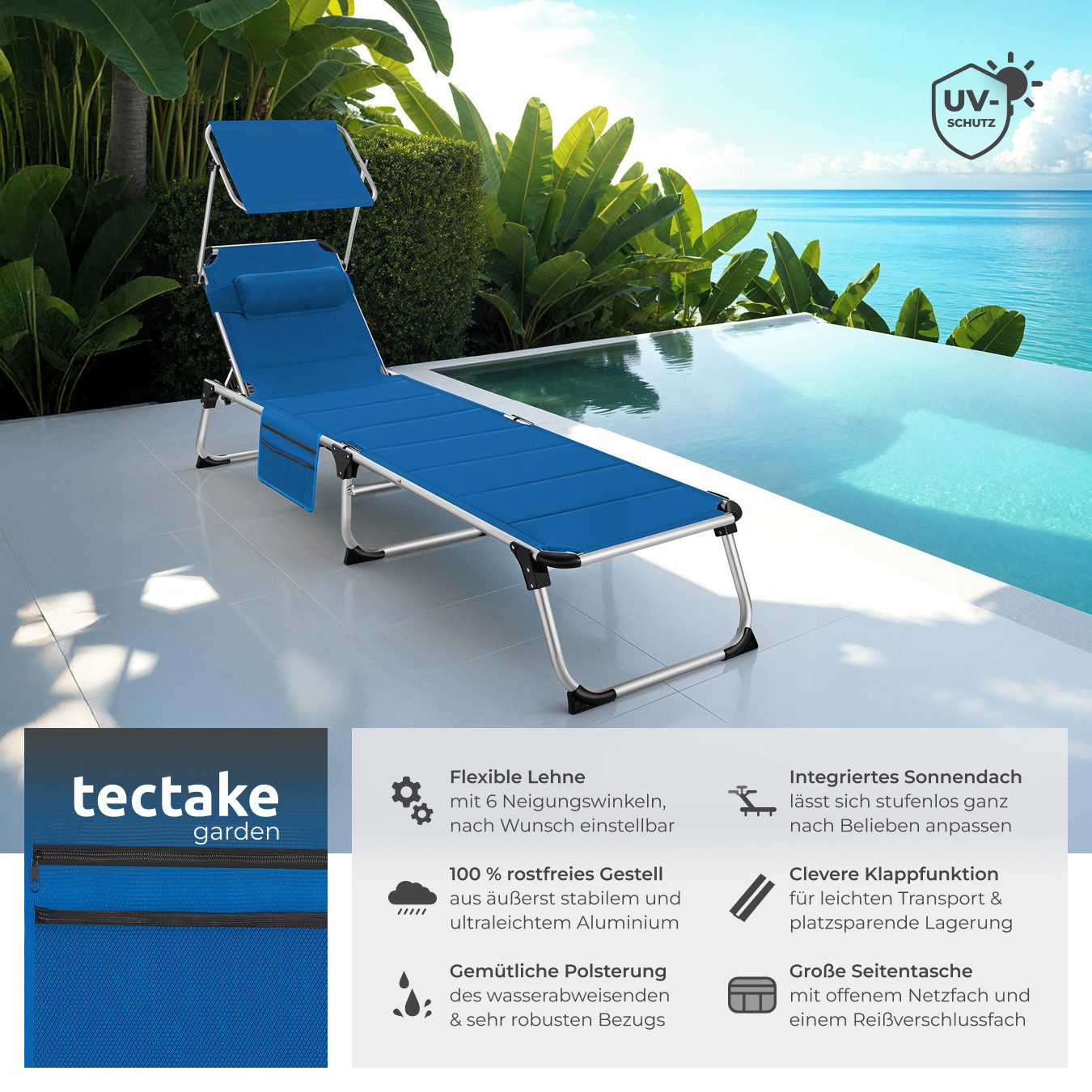 tectake Gartenliege Sonnenliege, 1 St., Sonnenliege günstig online kaufen