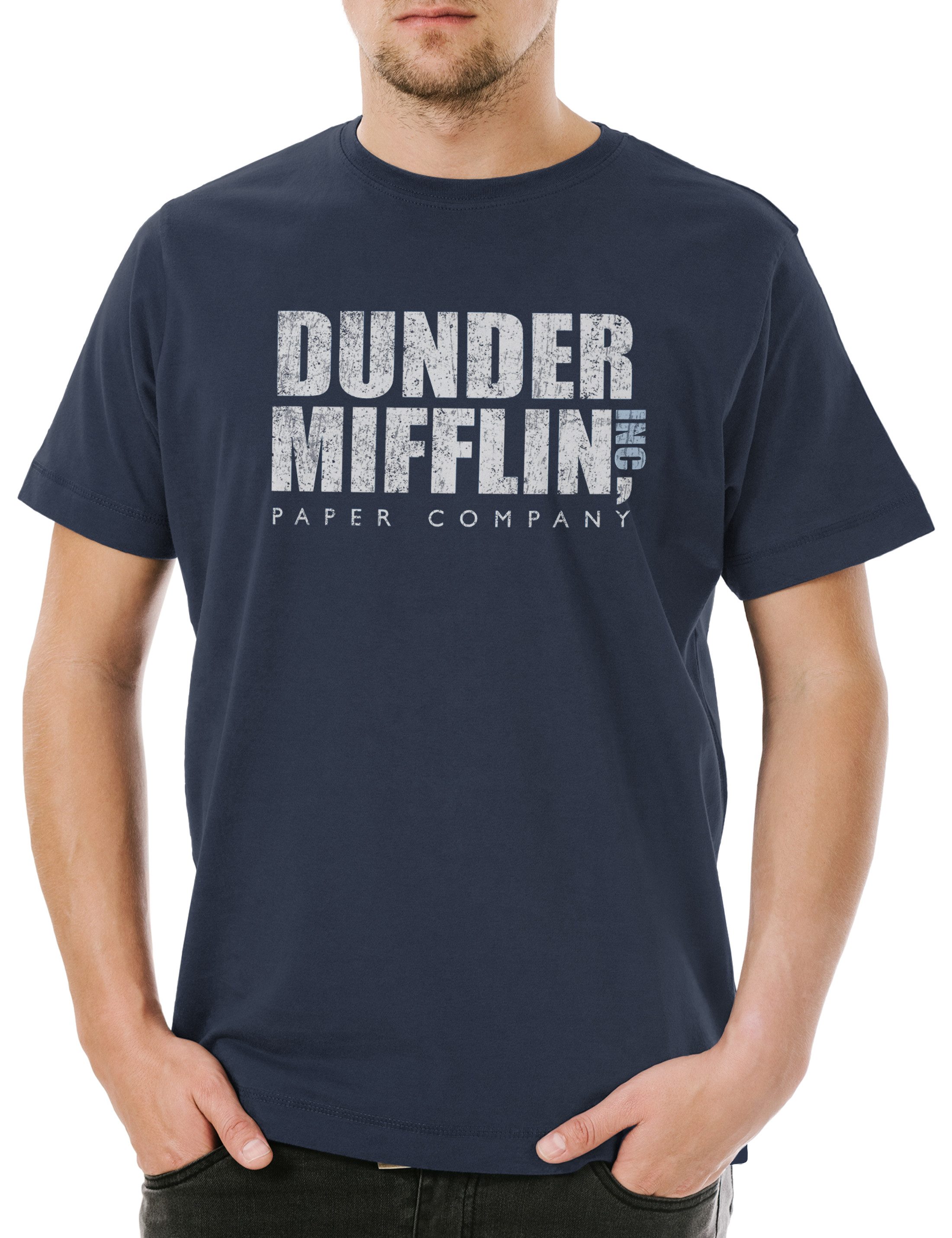 Print-Shirt Dunder Mifflin Inc Herren T-Shirt Paper Company The Sitcom Sign Logo