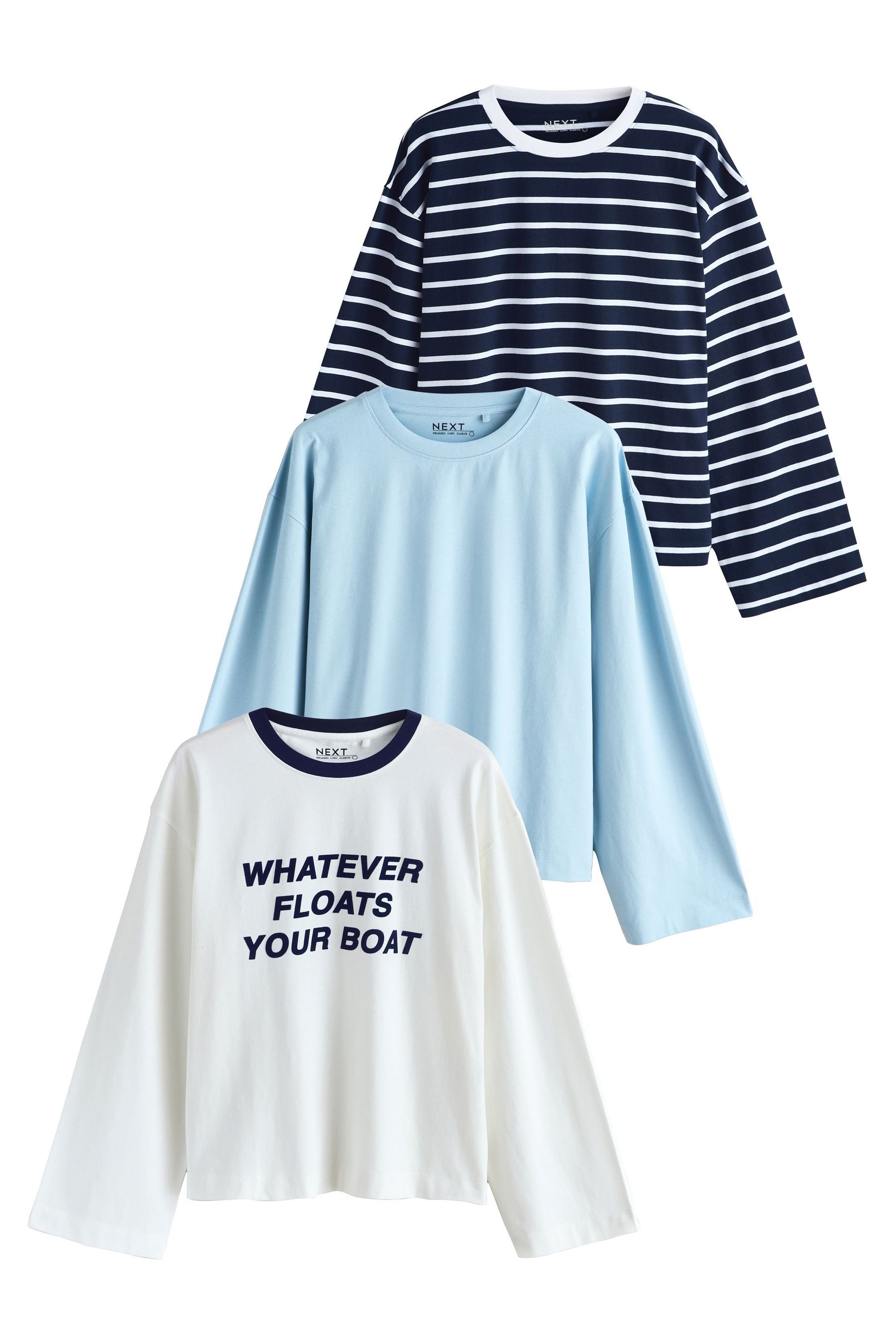 Next T-Shirt Langarm-Shirts, 3er-Pack (3-tlg)