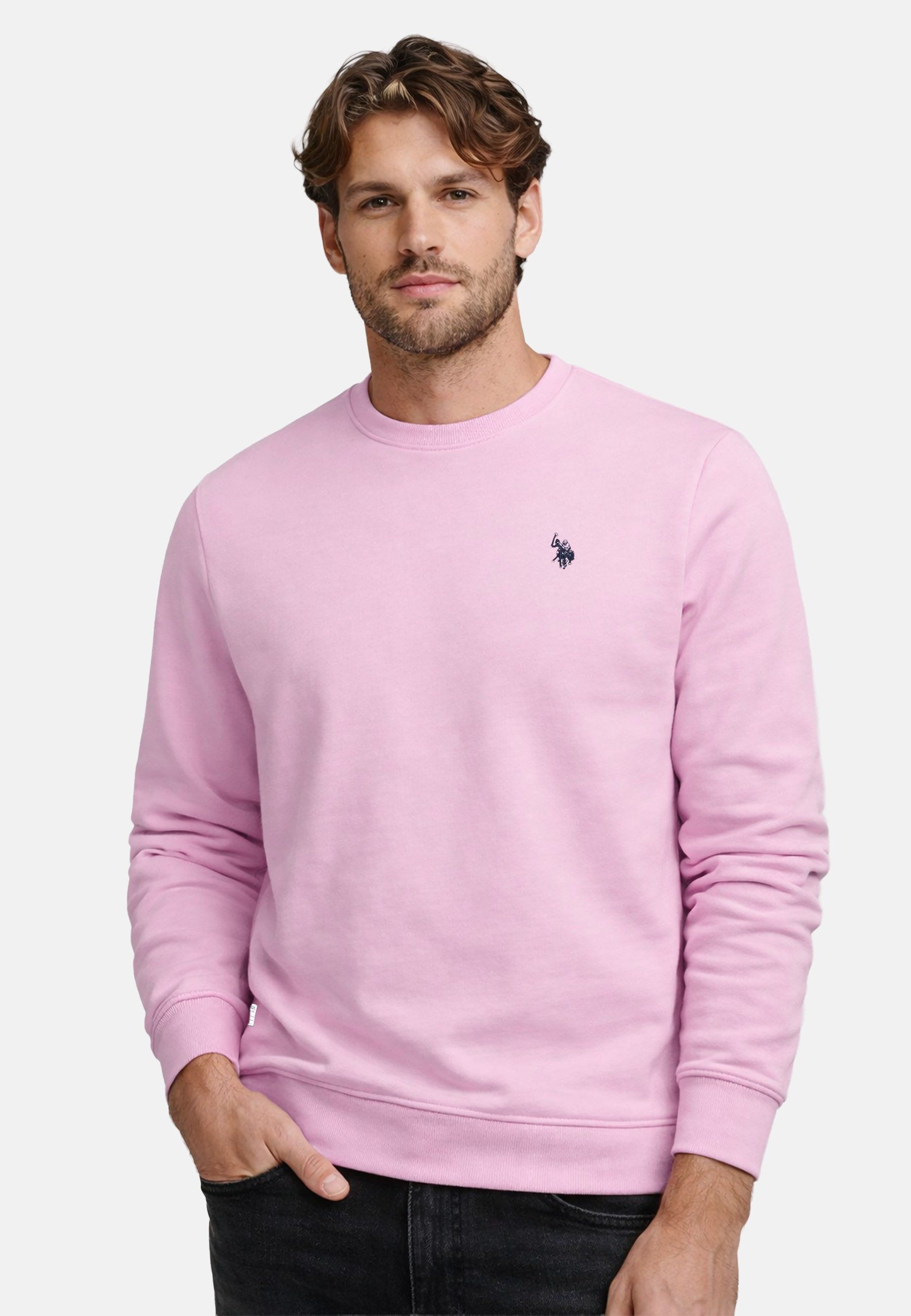 U.S. Polo Assn. Sweatshirt USRexx Herren Pullover mit Rundhalsausschnitt aus Baumwolle Klassisches Sweatshirt mit Rippbündchen und Logostickerei
