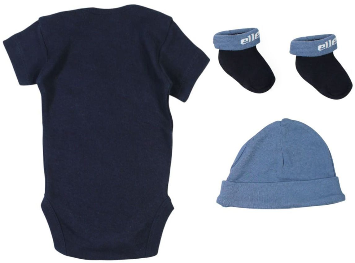 Ellesse Erstausstattungspaket Ellesse Geburtsset Jungen Baby Strampler + Mütze + Söckchen (Babyset Jungen, Body+Mütze+Socken) Mit Mütze und Babysocken