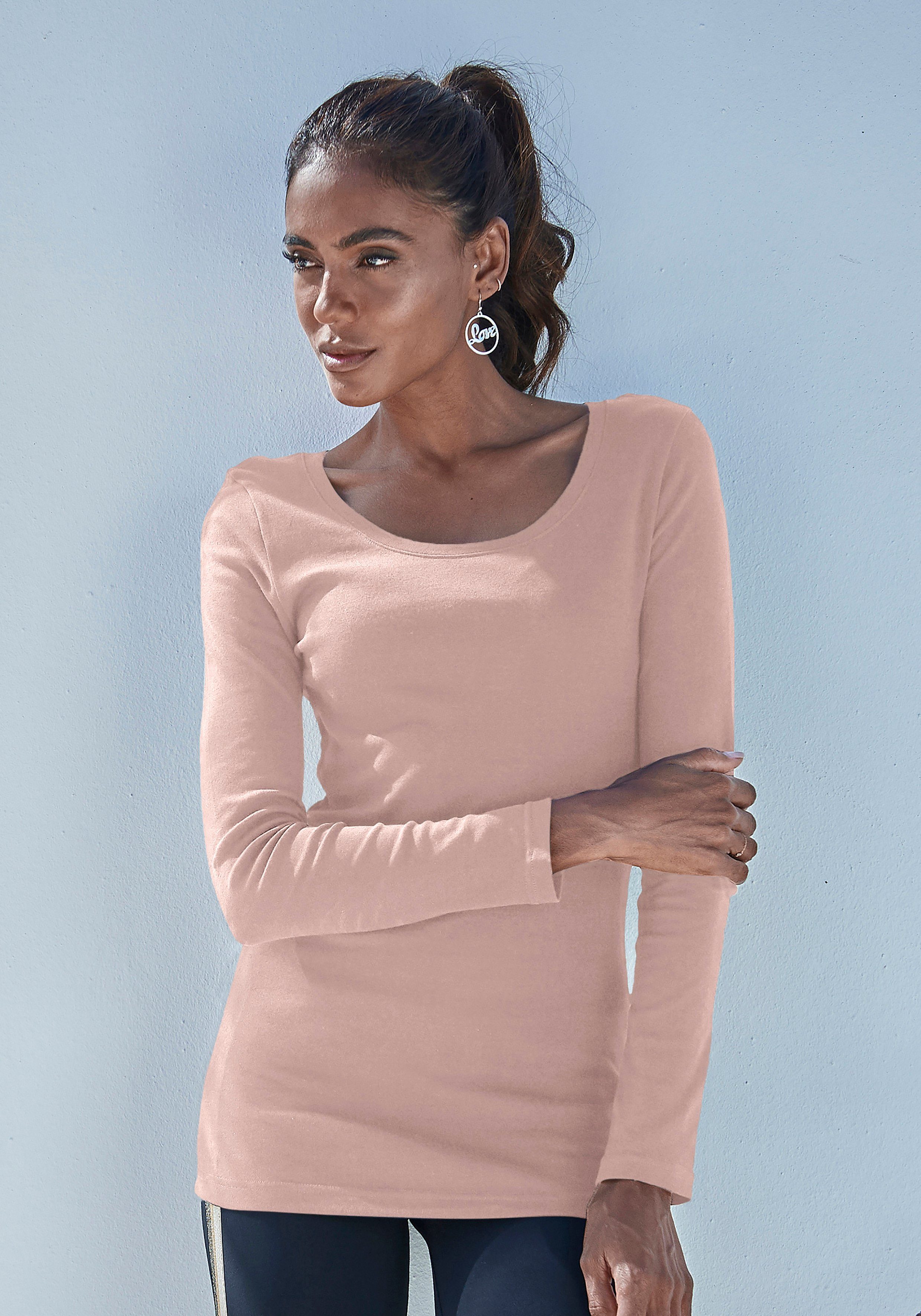 Bench. Langarmshirt aus feiner Rippware (2er-Pack) aus weicher Baumwoll-Qualität