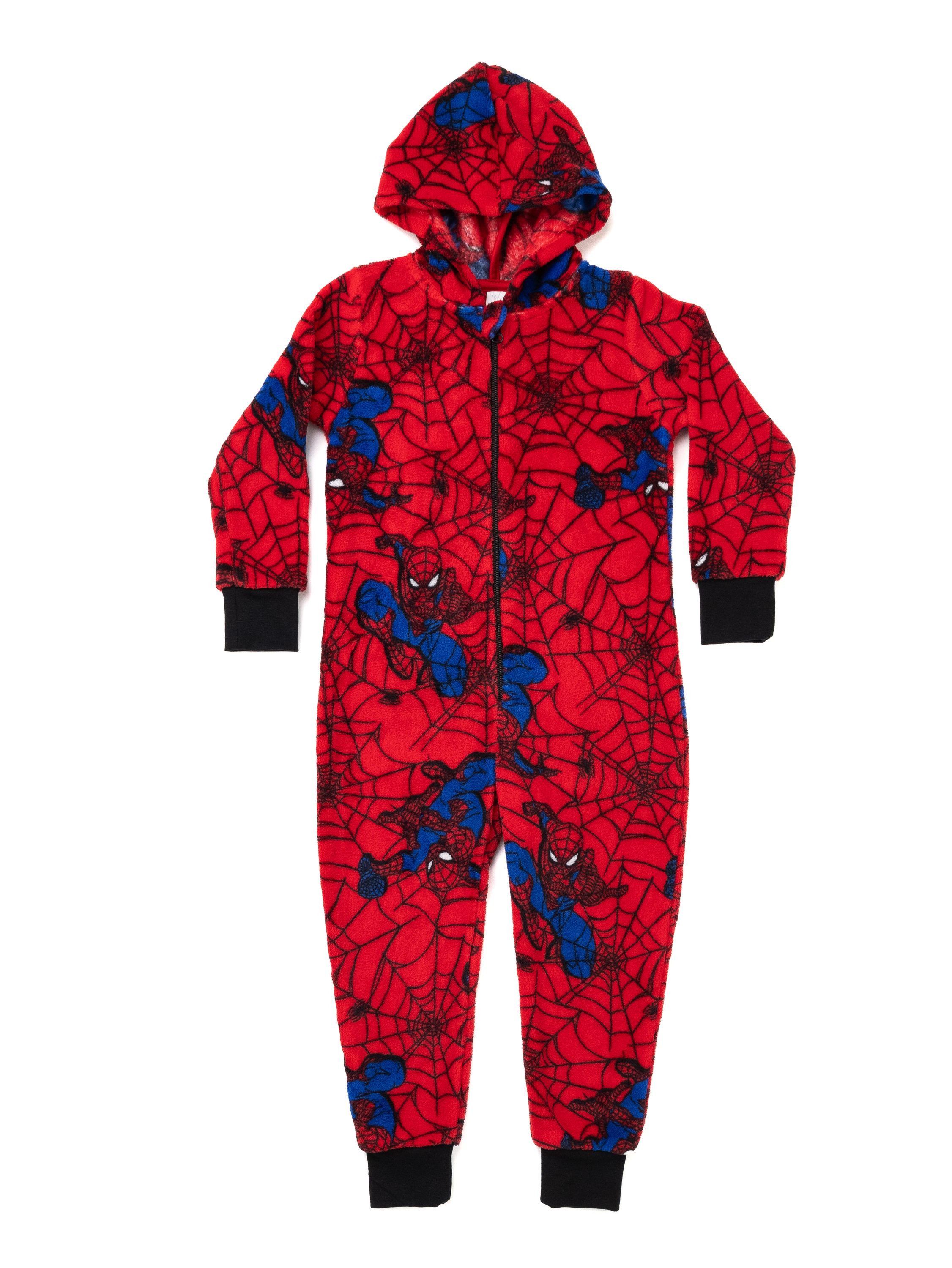 United Labels® Jumpsuit Marvel Spiderman Jumpsuit mit Kapuze Overall Pyjama Schlafanzug