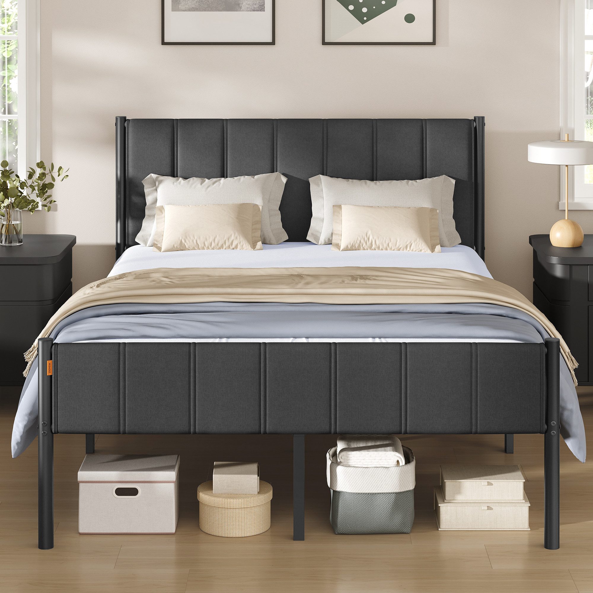 VASAGLE Polsterbett, mit gepolstertem Kopfteil, hochtragfähig, mehrere Größ günstig online kaufen