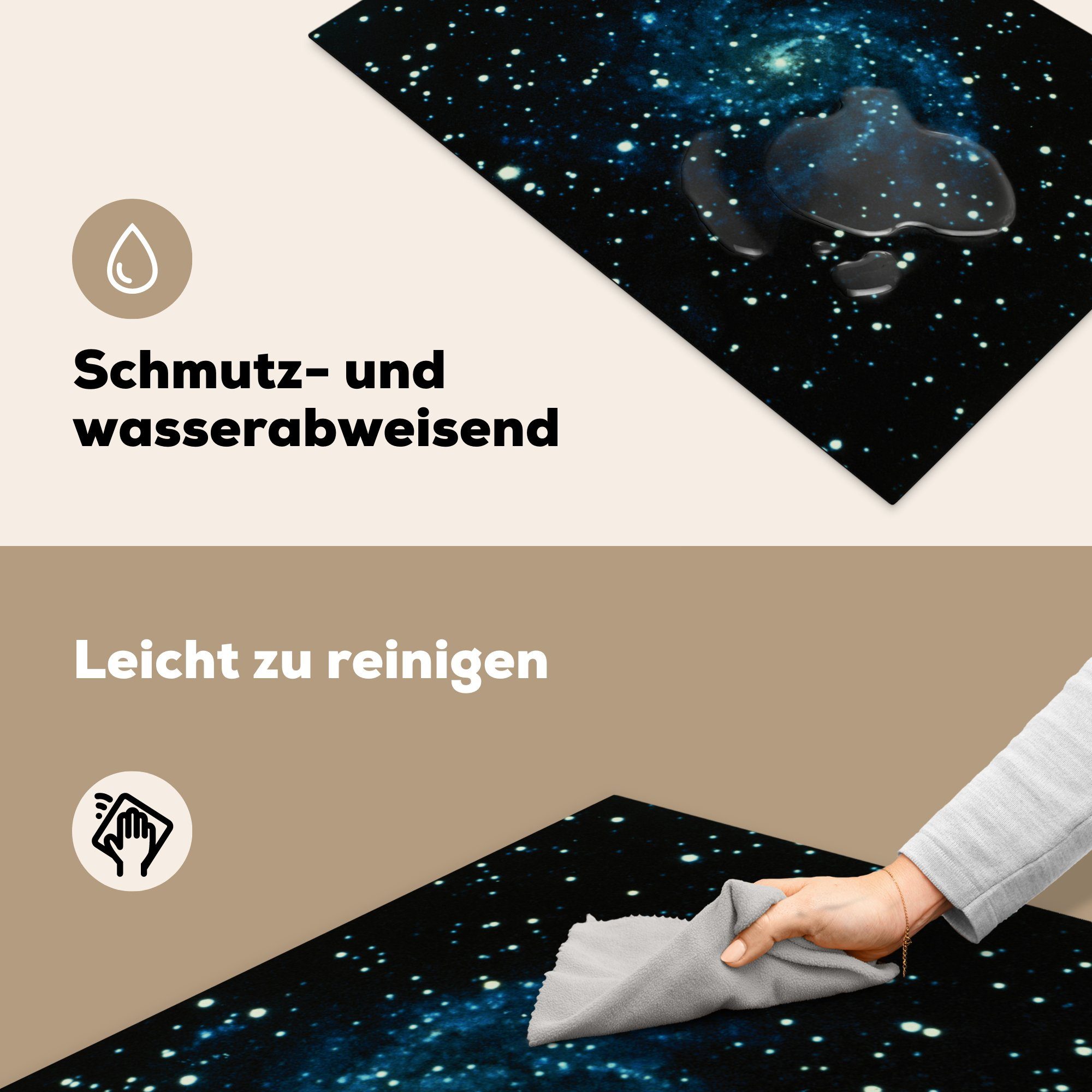 für des außerhalb Schutz cm, Ceranfeldabdeckung Herdblende-/Abdeckplatte Galaxie küche, Sonnensystems, die 81x52 (1 Vinyl, Induktionskochfeld tlg), MuchoWow