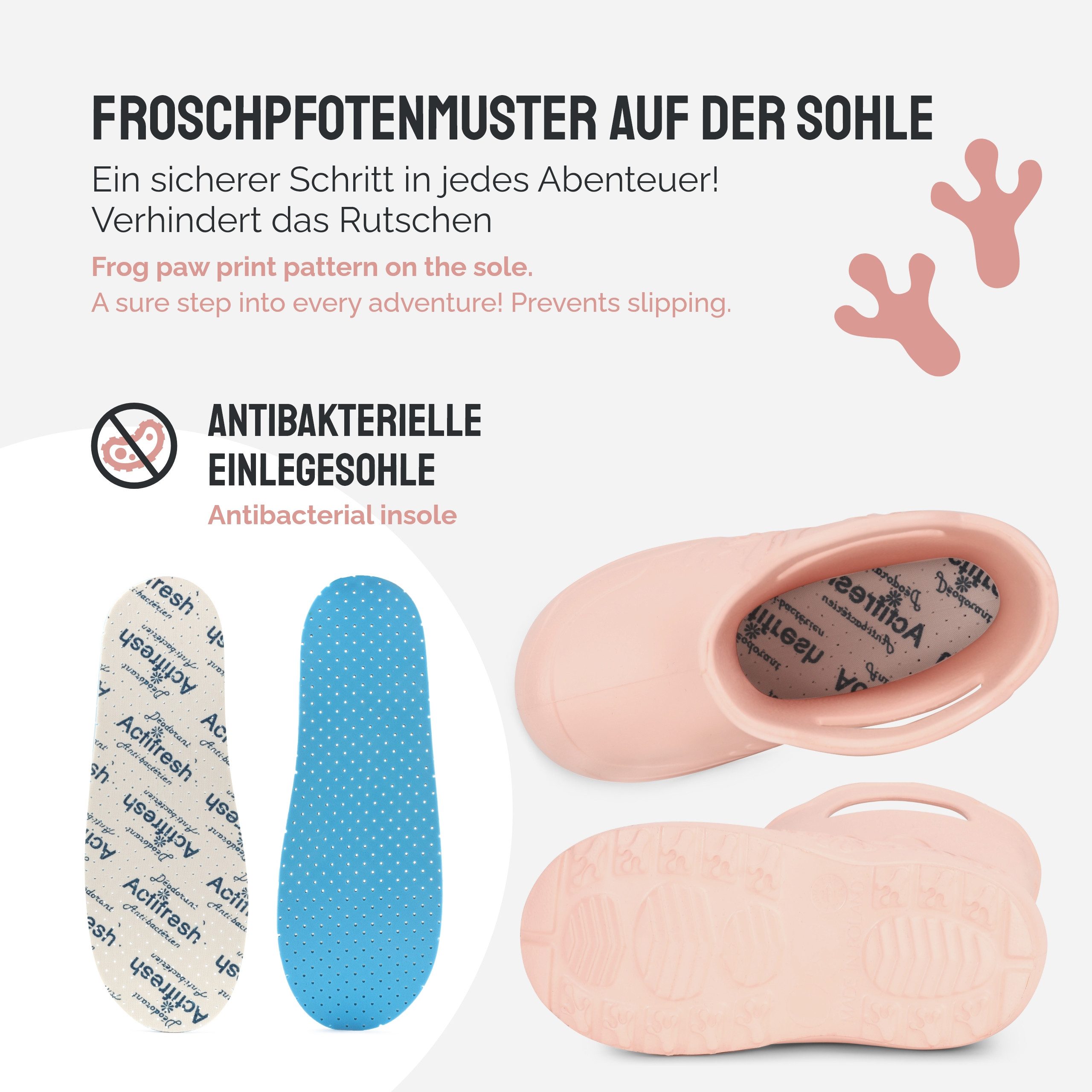 Ladeheid EVA Regenschuhe für Frauen LA-CA-09 Gummistiefel Damen federleichte Gartenschuhe mit Griffen