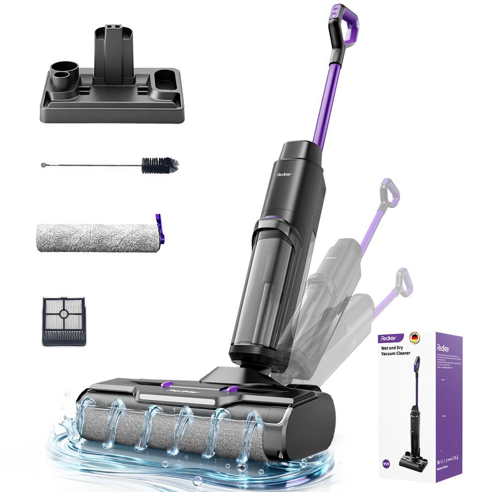 Redkey Nass-Trocken-Akkusauger 2025 Nass Trockensauger 18000Pa Nass-Trocken-Staubsauger Smart 3 in 1, 190 W, Nass- und Trockensauger mit ergonomischem Griff,Multifloor-Reiniger