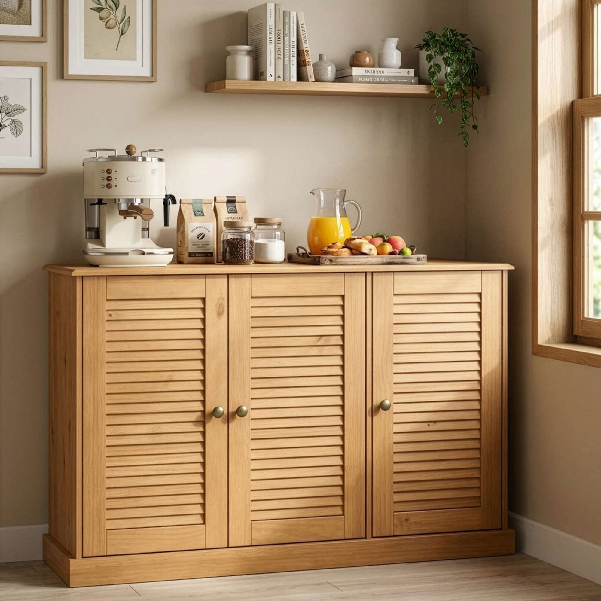 OTTO home Sideboard Turia, mit Lamellentüren, Kommode aus massivem Kiefernholz, FSC®, Breite 125 cm