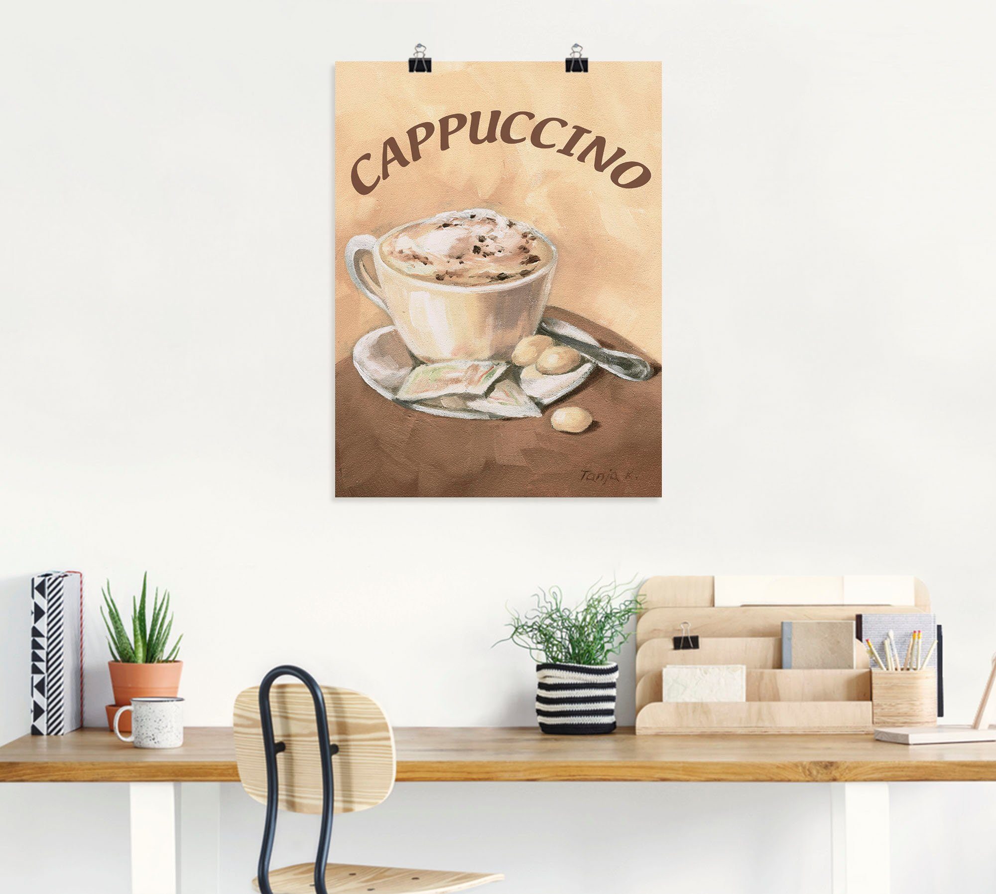 St), versch. Tasse Poster (1 in Größen Wandbild als Cappuccino, oder Artland Wandaufkleber Getränke Alubild, Leinwandbild,
