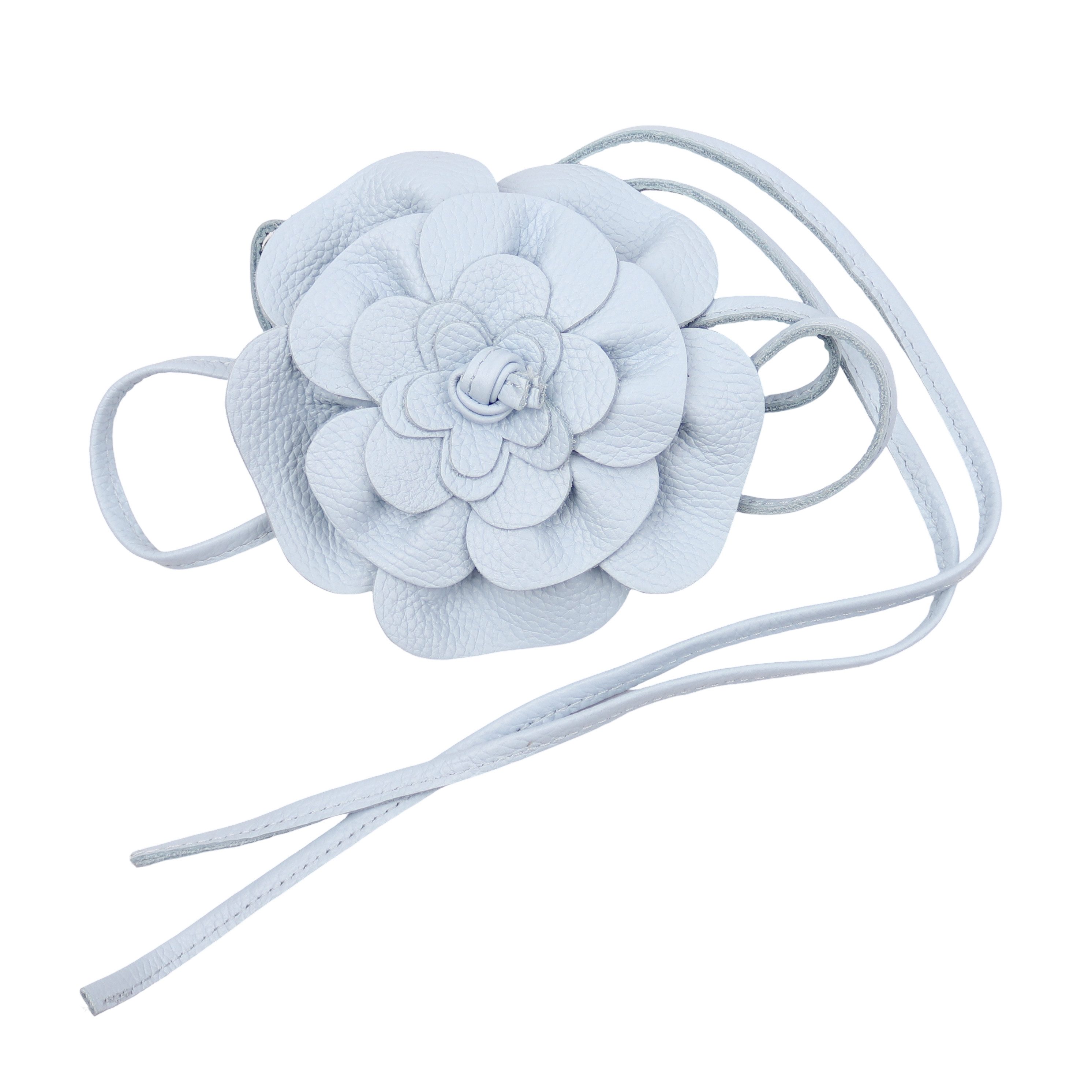 MIRROSI Taillengürtel Blume aus Echtleder zu binden, Einheitsgröße, Made in Italy Einheitsgröße (Geeignet für einen Hüftumfang bis zum ca.150 cm)