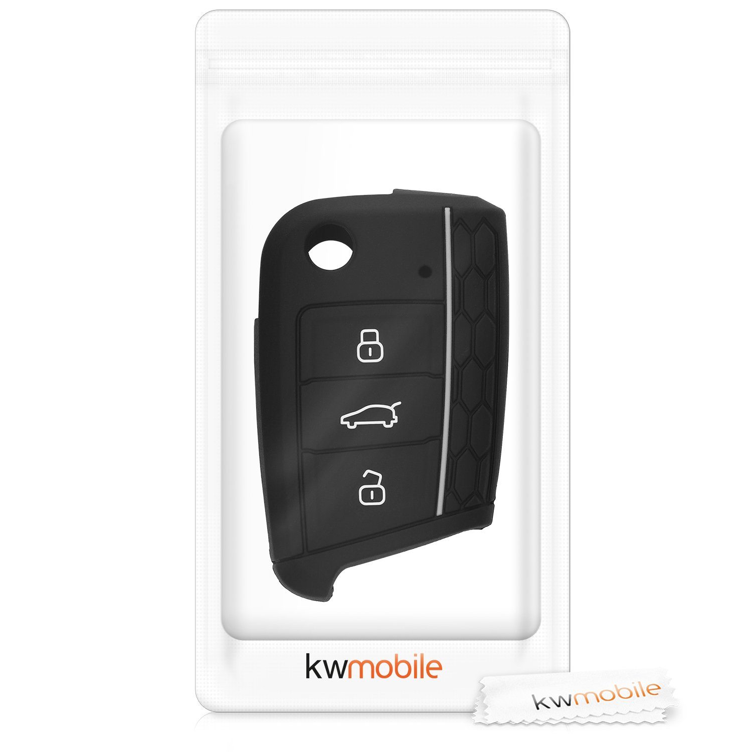 kwmobile Schlüsseltasche 7 Autoschlüssel Golf MK7, Hülle Cover Case VW Schwarz-Grau Schlüssel Silikon für Schlüsselhülle