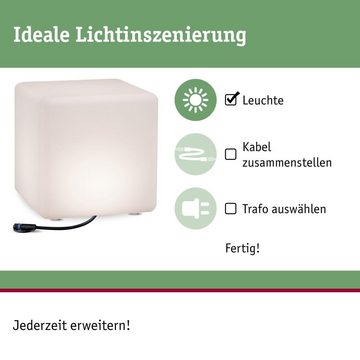 Paulmann Gartenleuchte LED Plug & Shine Lichtwürfel in weiß IP67 warmweiß 24V 300x300mm, keine Angabe, Leuchtmittel enthalten: Ja, fest verbaut, LED, warmweiss, Gartenleuchten