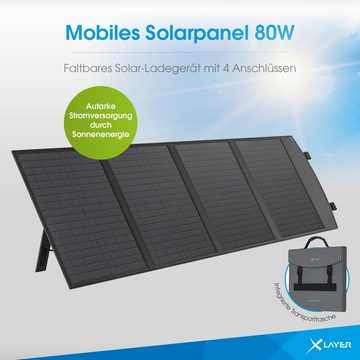 XLAYER Solarmodul Solarpanel faltbar I 80W I tragbar I Solaranlage I Camping I Notstrom, 80.0 W, (Set, 1-St)