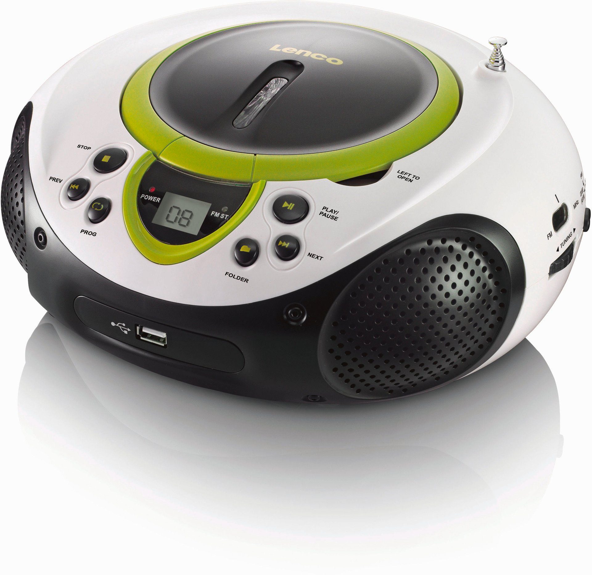 Lenco SCD-38 CD-Radio Grün (FM-Tuner) USB MP3 mit Radio