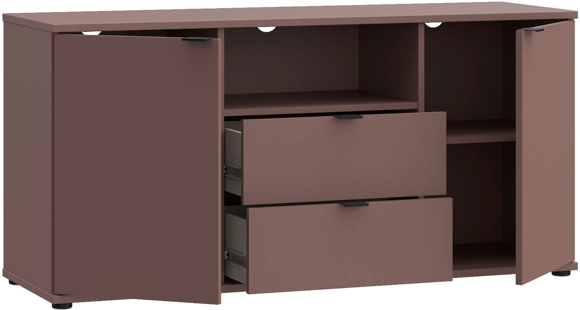 FORTE Lowboard Ganymede (Breite 129,8cm), TV Board, Stauraum, Schublade, Metallgriffe, Kabelführung – Bild 4 von 5