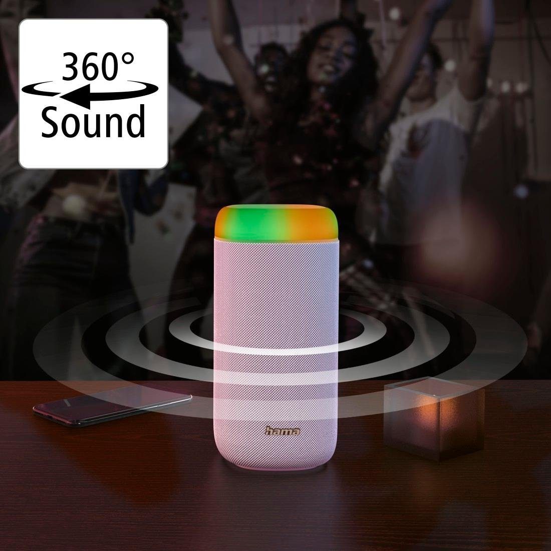 2.0 Bluetooth-Lautsprecher weiß Shine LED Bass Sound) Bluetooth Hama spritzwassergeschützt Box Xtra (Freisprechanlage,Xtra Sound 360ᵒ Bass,360ᵒ