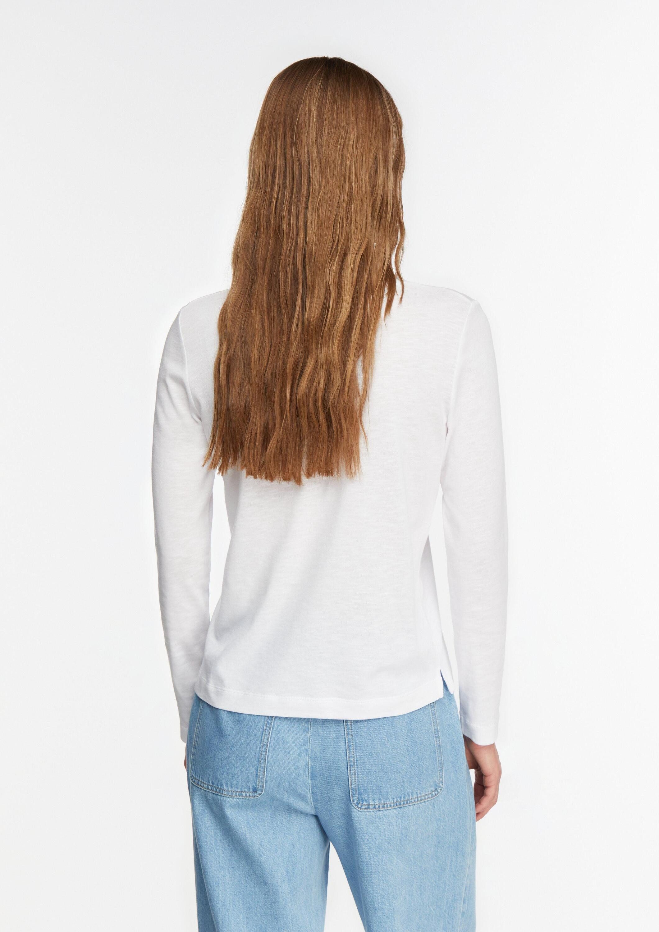 comma Langarmshirt T-Shirt Longsleeve in Flammgarnstruktur