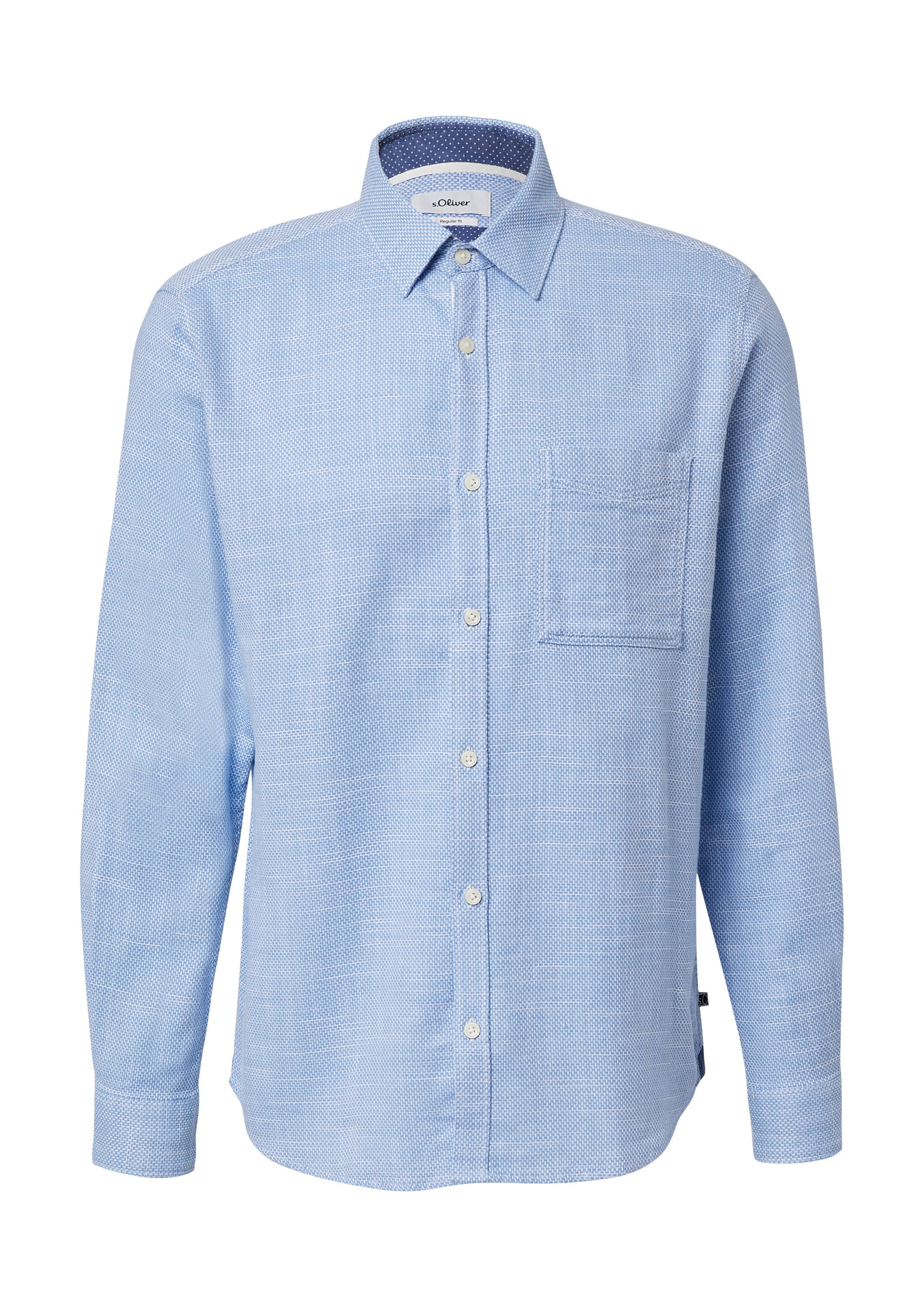 s.Oliver Langarmhemd Hemd Regular Fit: Gemustertes Langarmhemd mit Brusttas günstig online kaufen