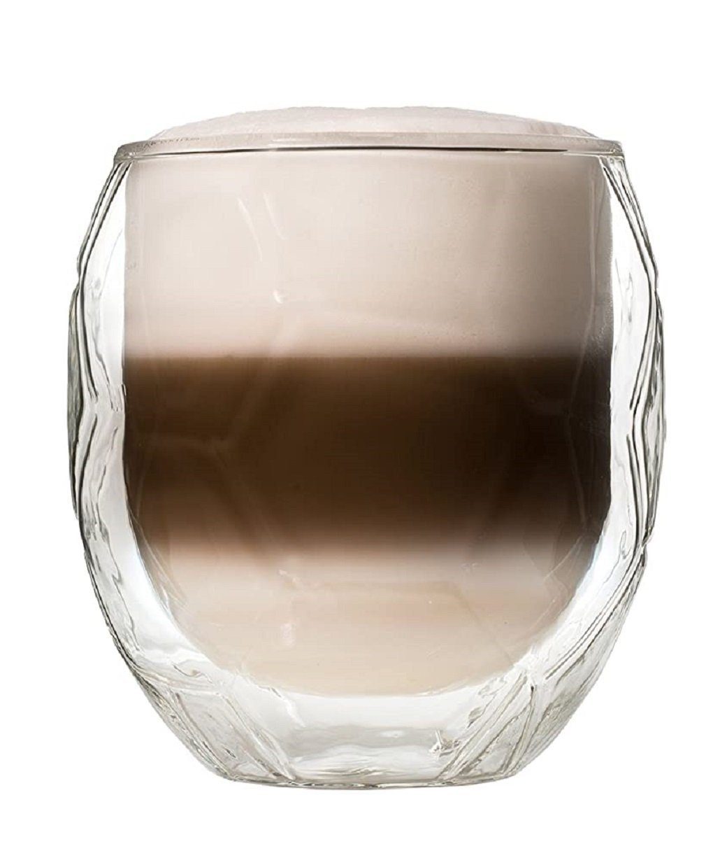 Feelino Gläser-Set Cappuccino Glas Kaffeeglas Fußball Thermoglas Doppelwandig Torjäger, Glas