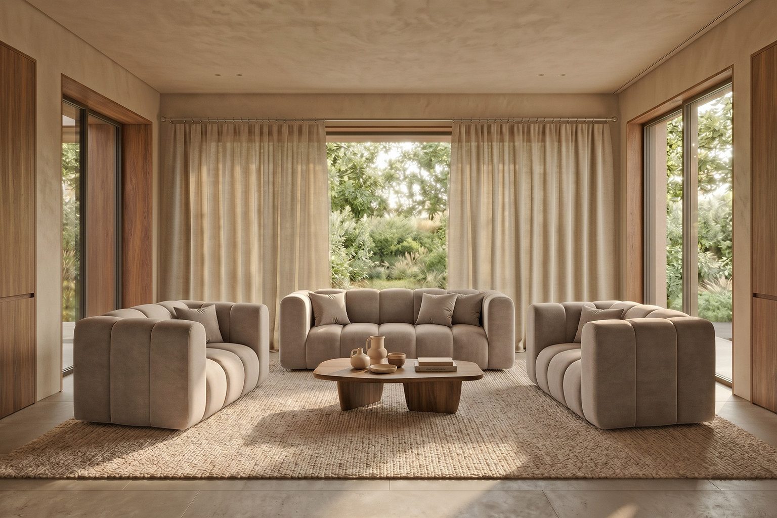 Kaiser Möbel Loungeset Sofagarnitur 2+1+1 Couchgarnitur serie Grand Stoff Haga und Salvador