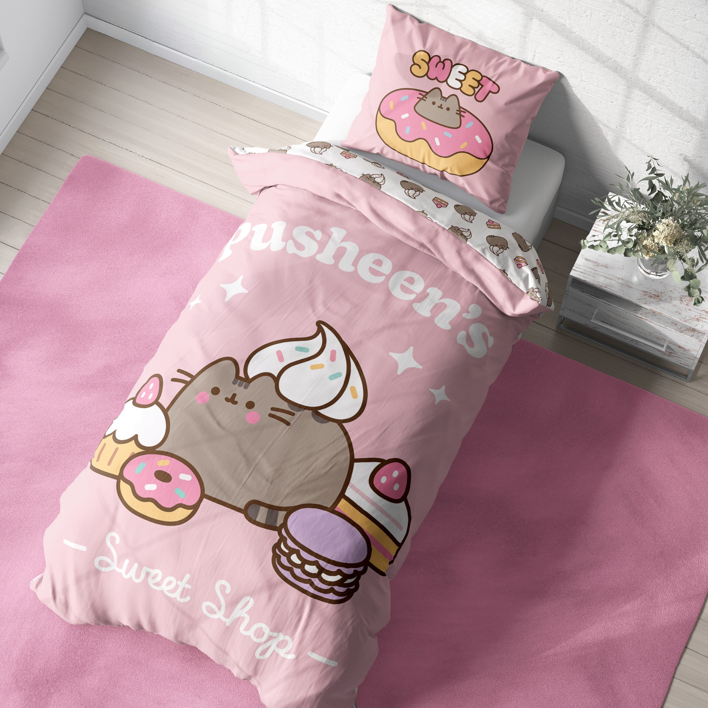 MTOnlinehandel Bettwäsche Pusheen Katze in 135x200 + 80x80 cm, Kawaii, Mikr günstig online kaufen